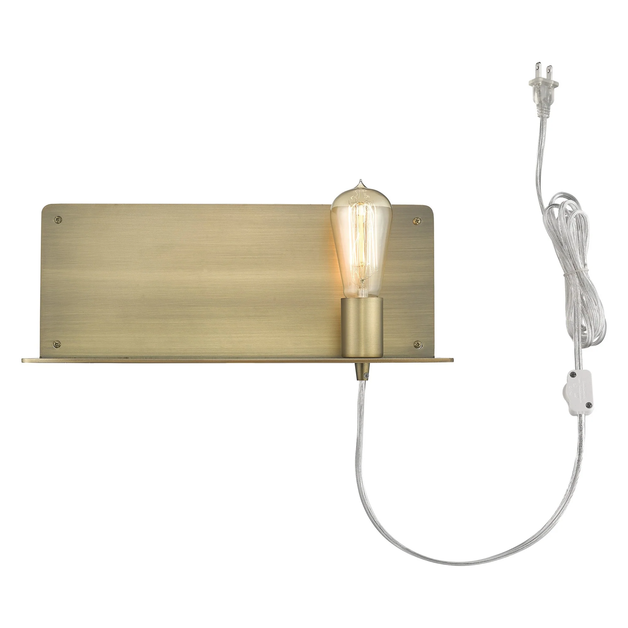 Dull Gold Shelf Wall Light By Homeroots - Image 2