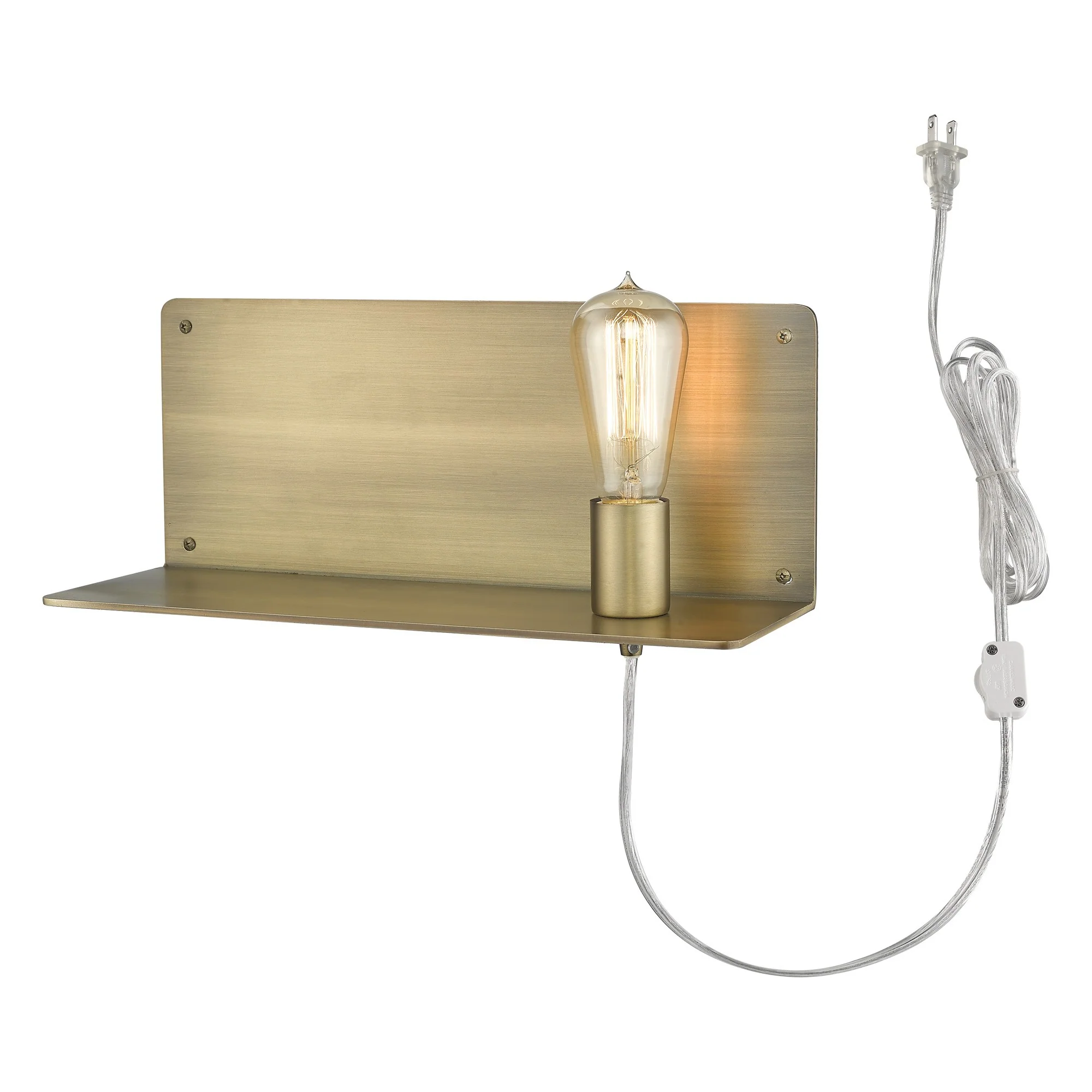 Dull Gold Shelf Wall Light By Homeroots - Image 3