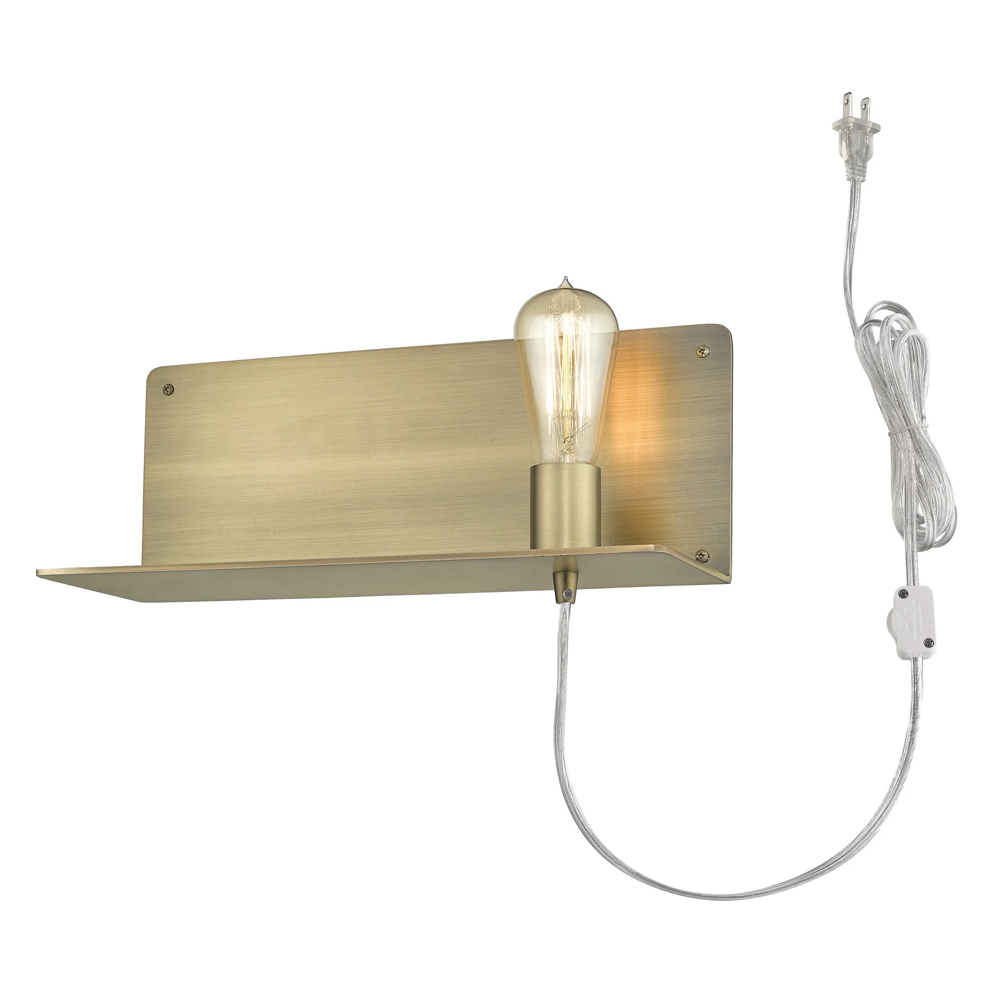 Dull Gold Shelf Wall Light By Homeroots - Image 4