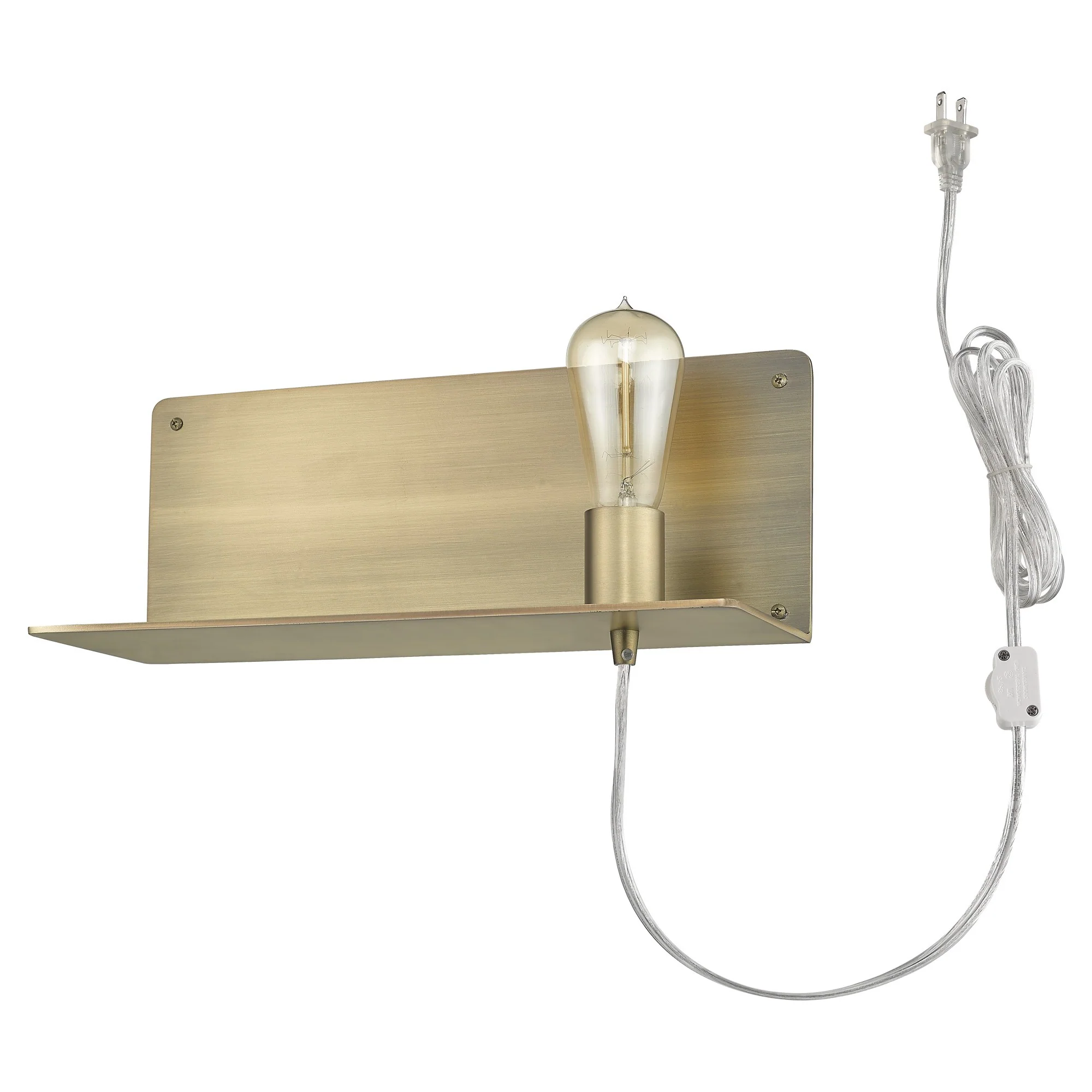 Dull Gold Shelf Wall Light By Homeroots - Image 5