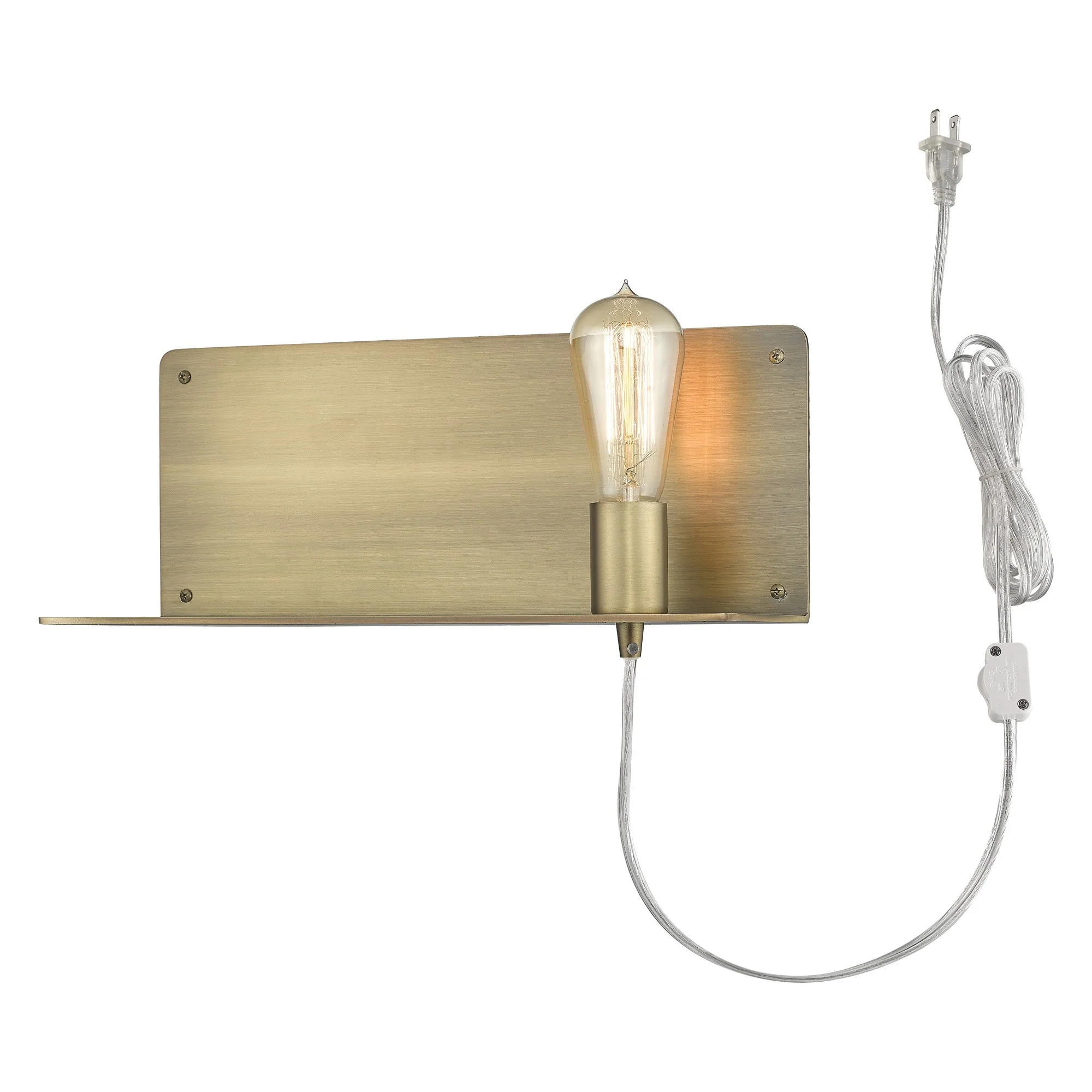Dull Gold Shelf Wall Light By Homeroots - Image 6
