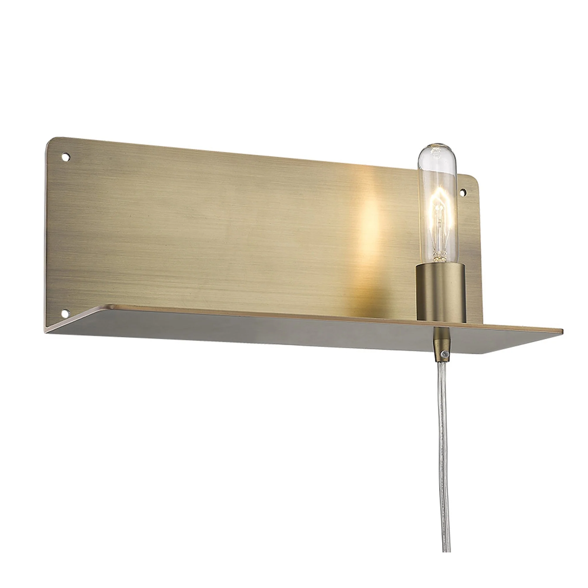 Dull Gold Shelf Wall Light By Homeroots - Image 9