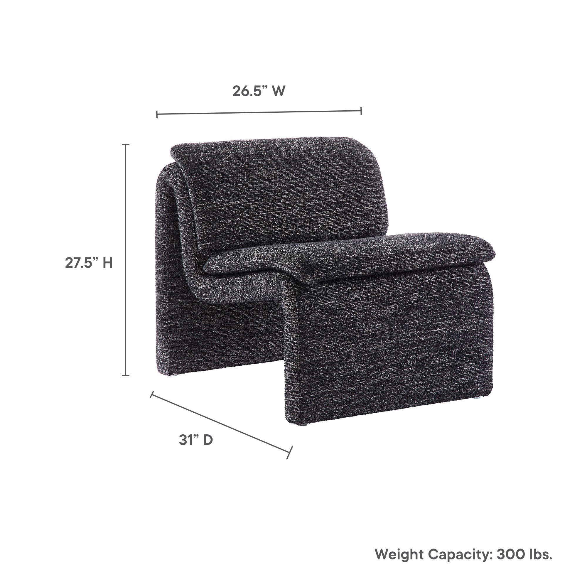 Dune Boucle Upholstered Armless Accent Chair by Modway - Image 18