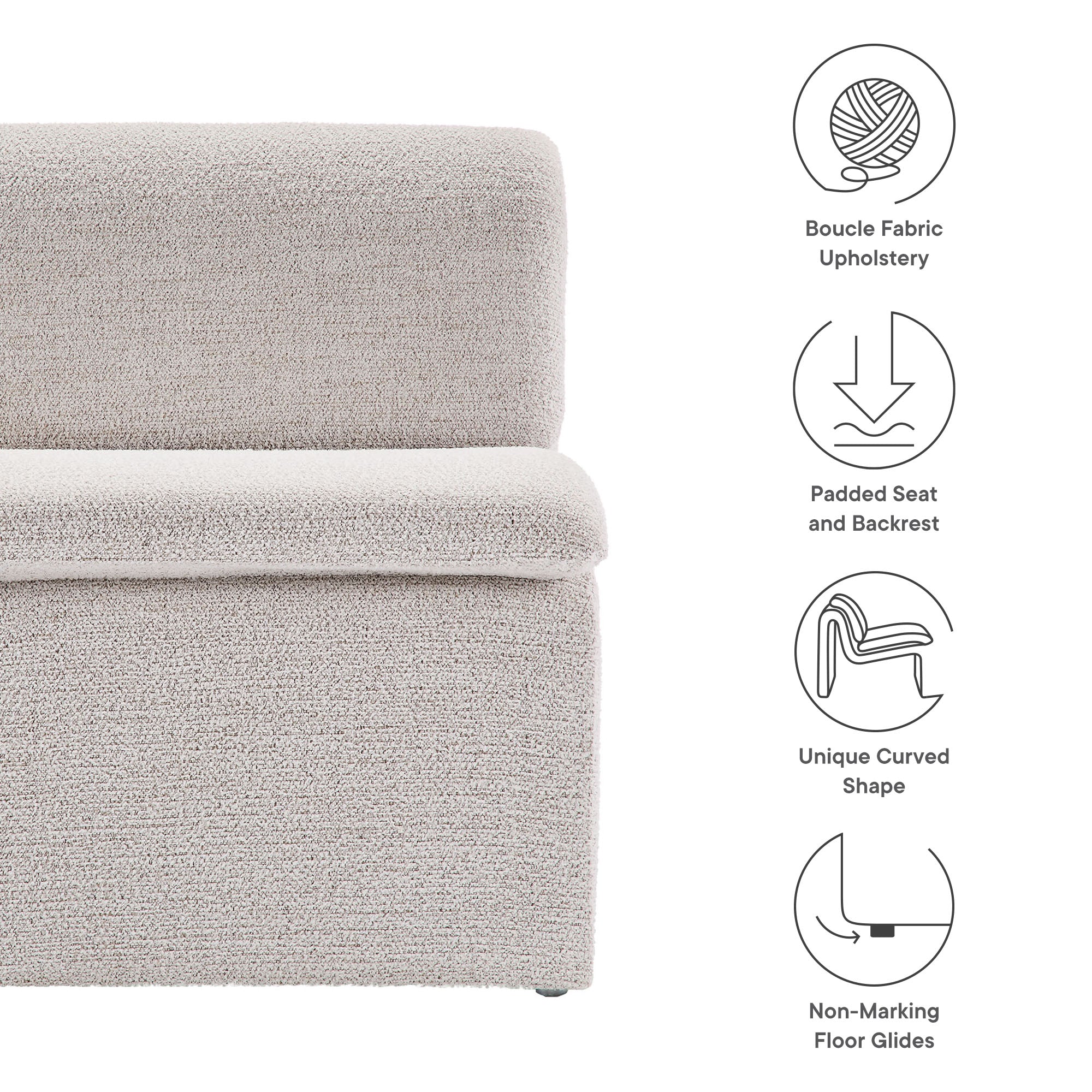 Dune Boucle Upholstered Armless Accent Chair by Modway - Image 26