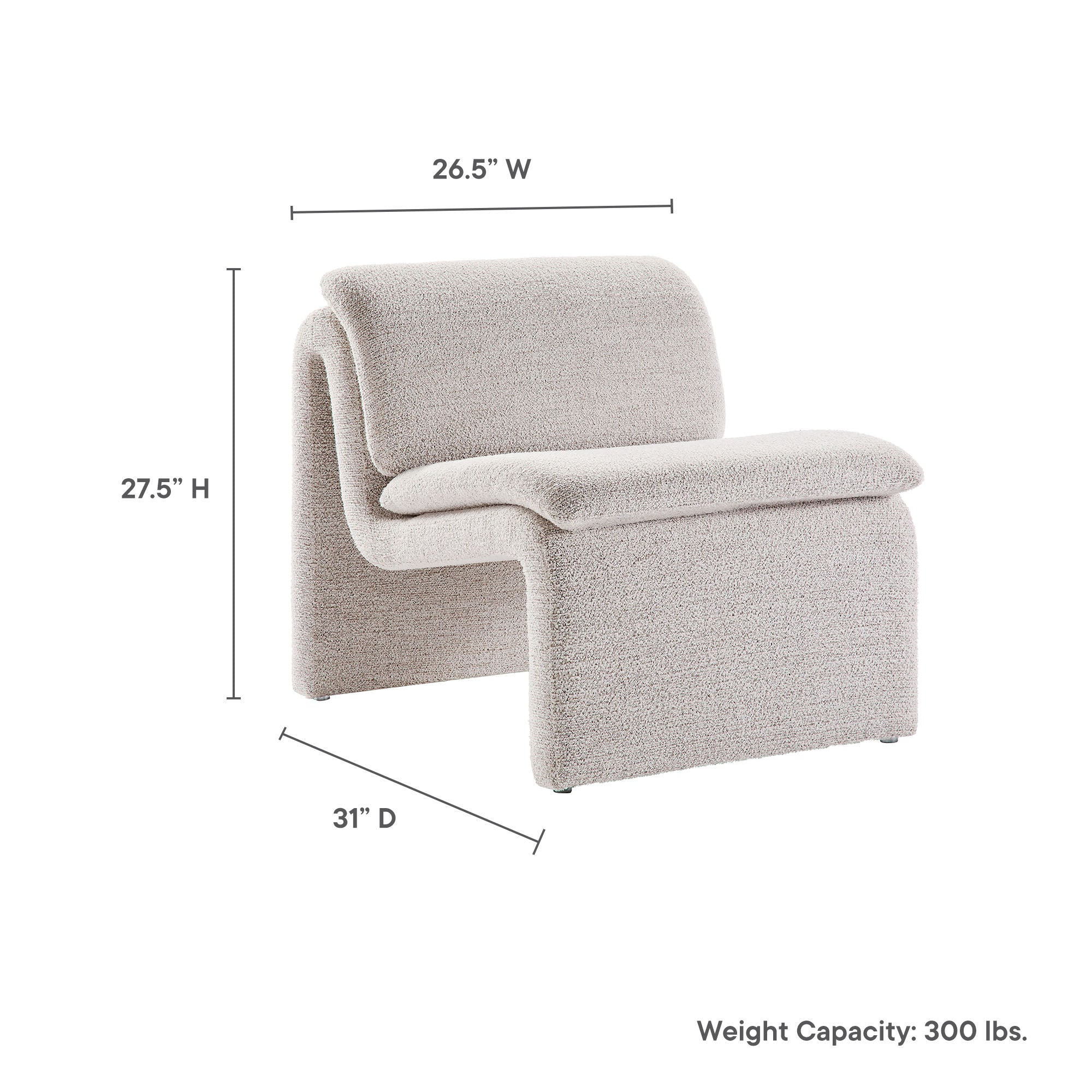 Dune Boucle Upholstered Armless Accent Chair by Modway - Image 27
