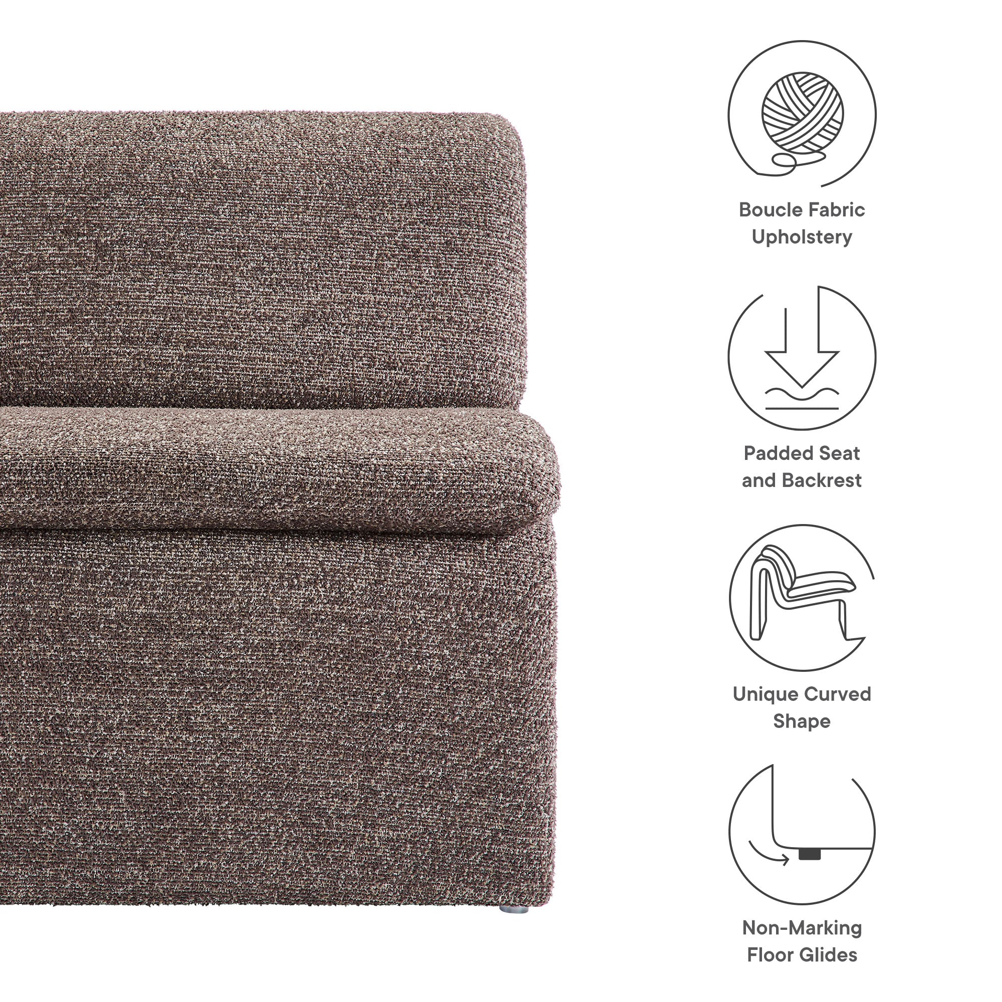 Dune Boucle Upholstered Armless Accent Chair by Modway - Image 8