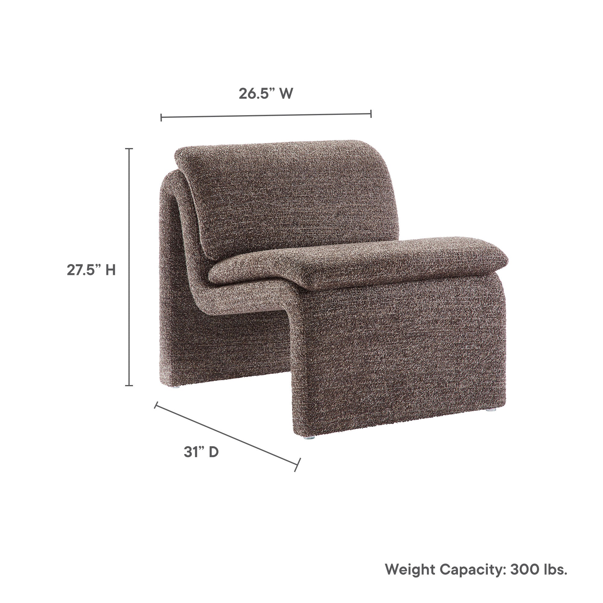 Dune Boucle Upholstered Armless Accent Chair by Modway - Image 9