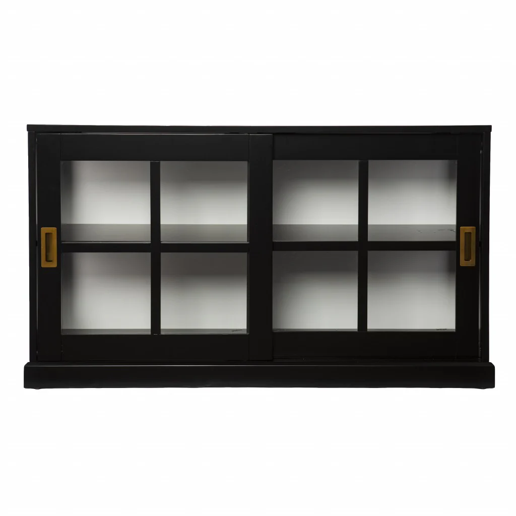 Dynasty Contemporary Black And White Low Curio Cabinet By Homeroots - Image 4