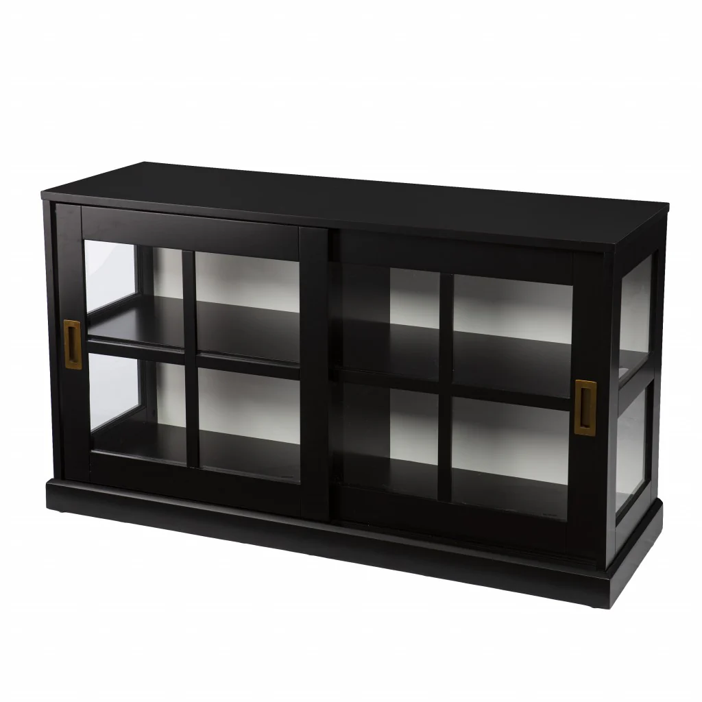 Dynasty Contemporary Black And White Low Curio Cabinet By Homeroots - Image 5