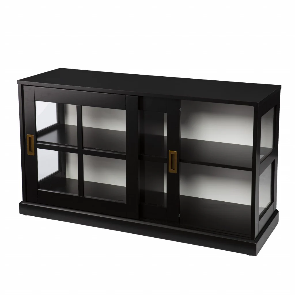 Dynasty Contemporary Black And White Low Curio Cabinet By Homeroots - Image 9
