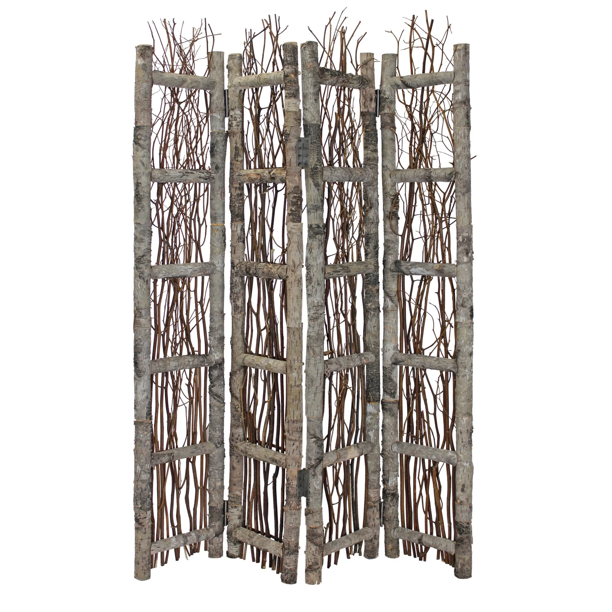 Earthy Birch And Twig Four Panel Room Divider Screen By Homeroots - Image 2