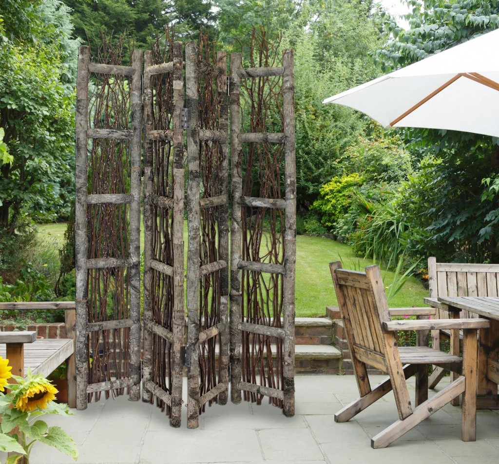 Earthy Birch And Twig Four Panel Room Divider Screen By Homeroots - Image 5