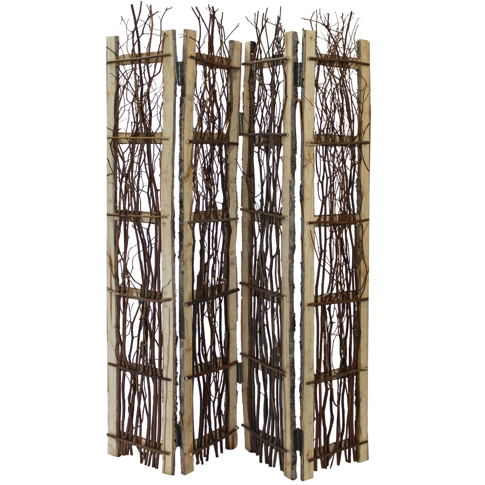Earthy Birch And Twig Four Panel Room Divider Screen By Homeroots - Image 6