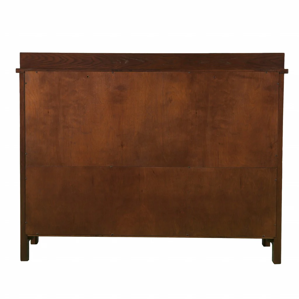 Earthy Mission Style Wood Slate And Glass Low Curio By Homeroots - Image 7