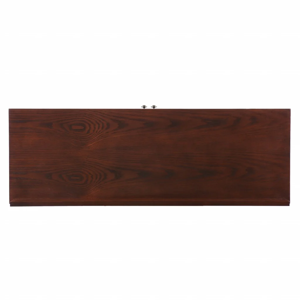 Earthy Mission Style Wood Slate And Glass Low Curio By Homeroots - Image 9