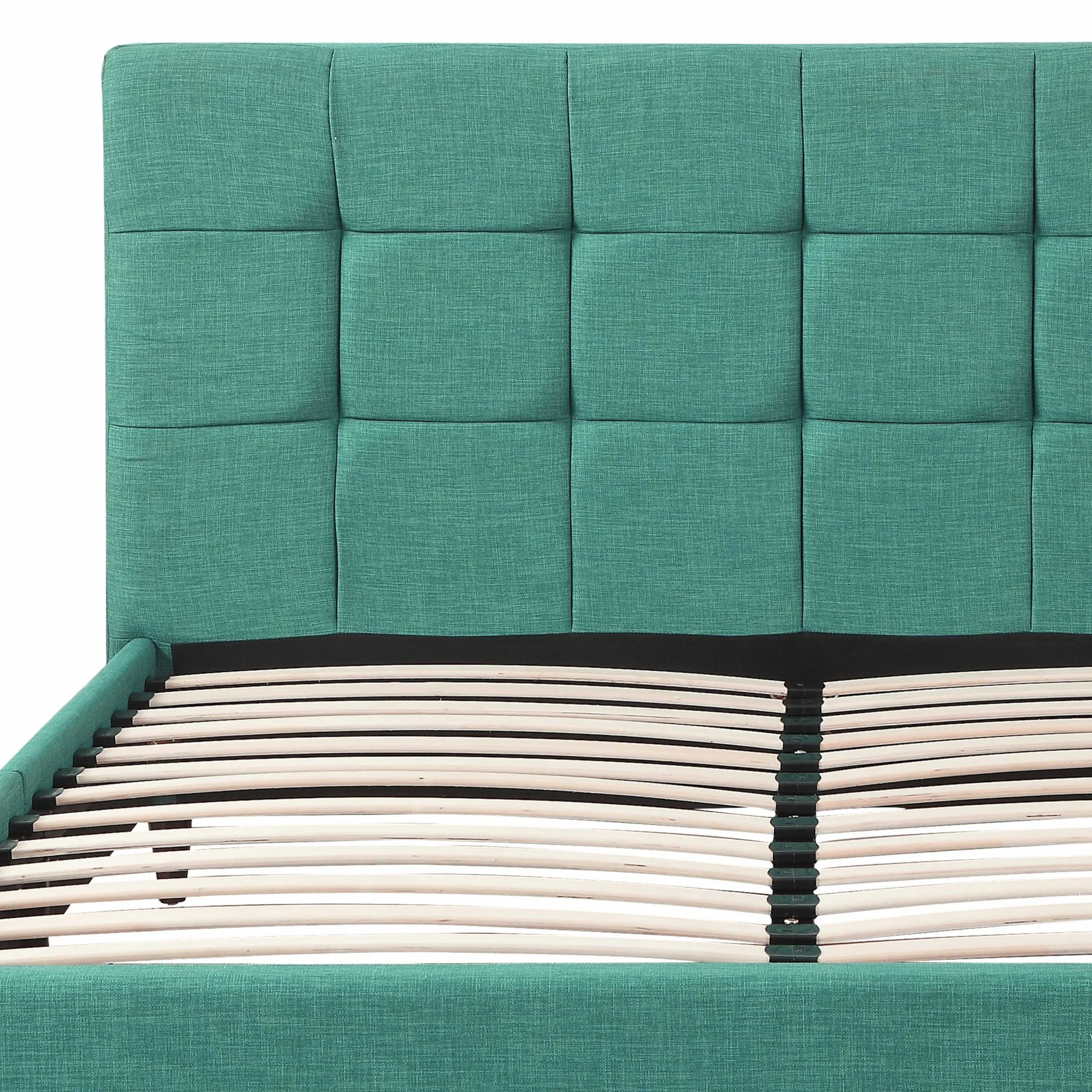 Eastern King Blue Modern Upholstered Square Stitched Platform Bed By Homeroots - Image 4