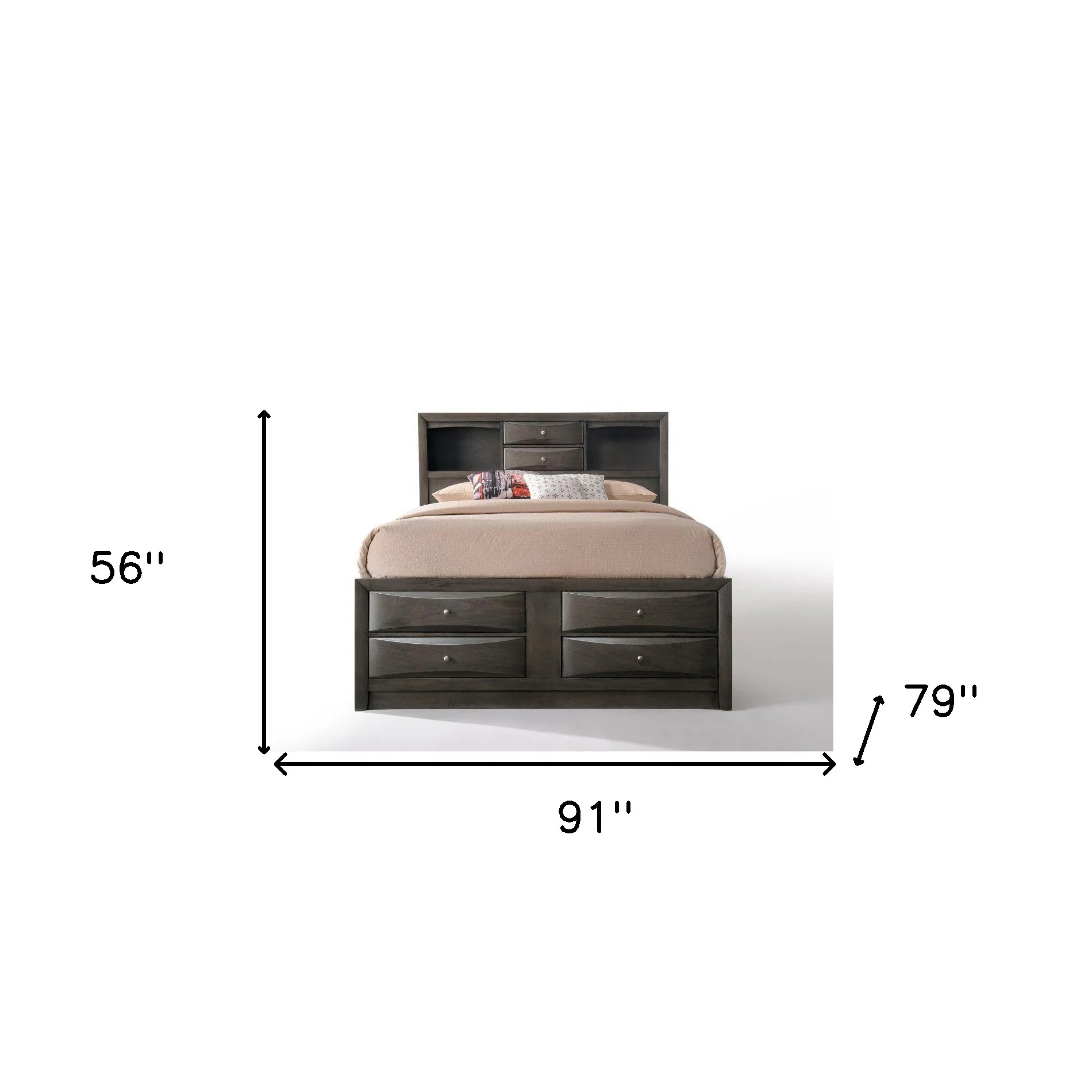 Eastern King Gray Oak Storage Bed By Homeroots - Image 2