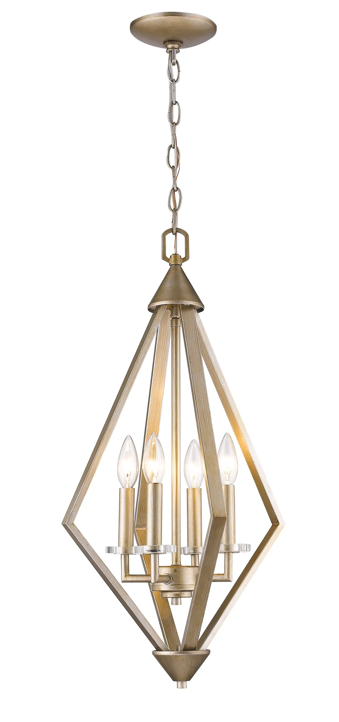Easton 4-Light Washed Gold Pendant With Crystal Bobeches By Homeroots - Image 2