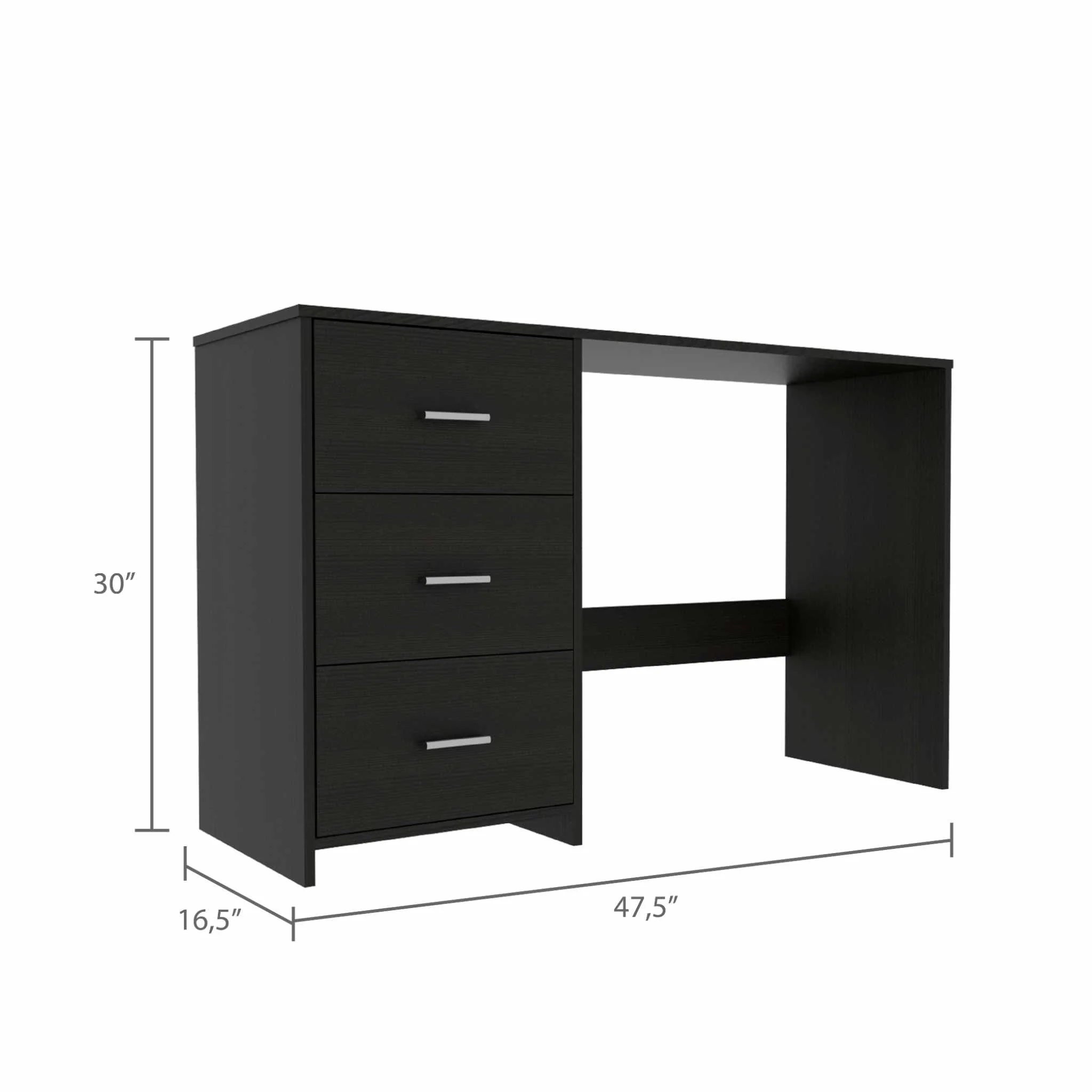 Echo Black Computer Desk with Three Drawers By Homeroots - 403782 - Image 2