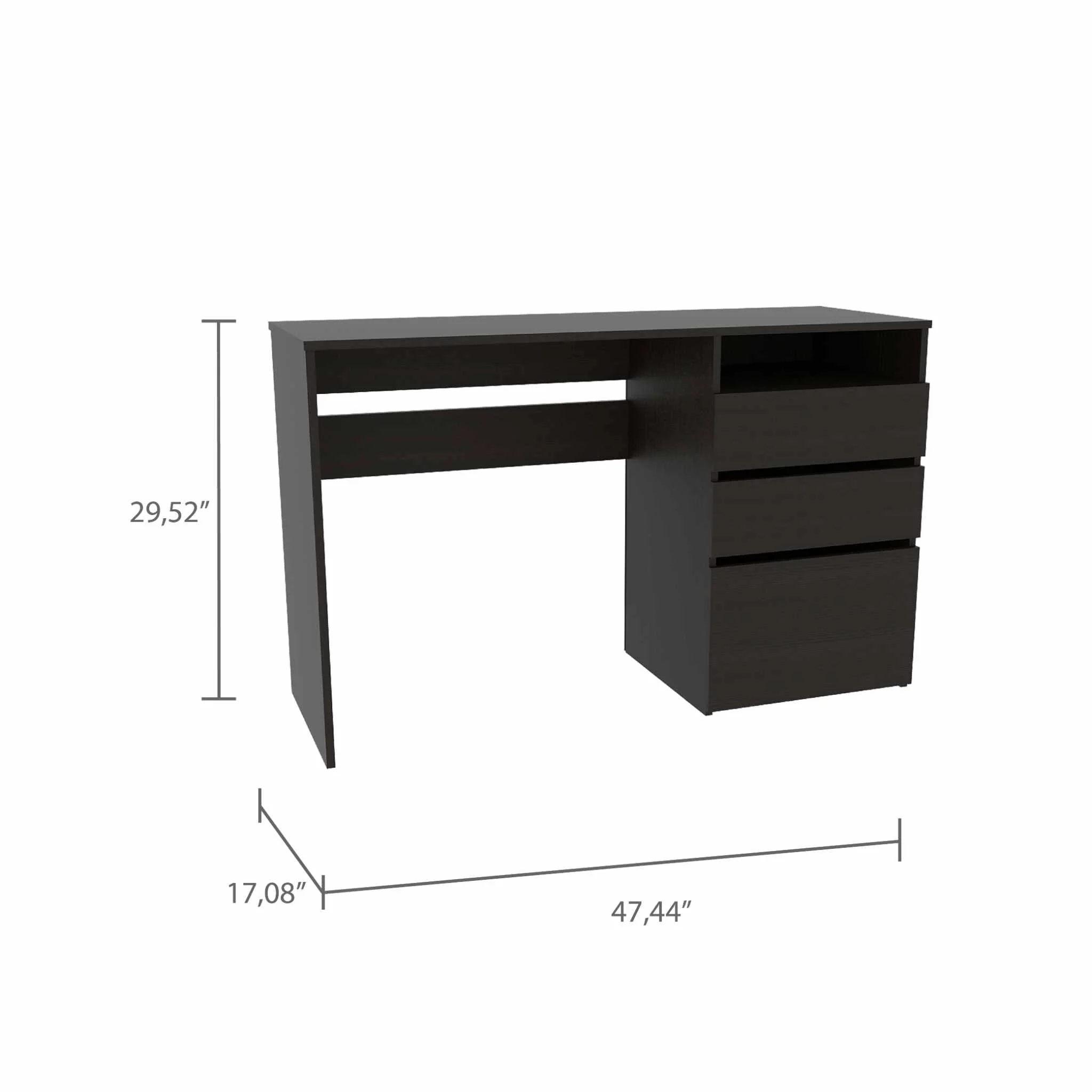 Echo Black Computer Desk with Three Drawers By Homeroots - 403805 - Image 2