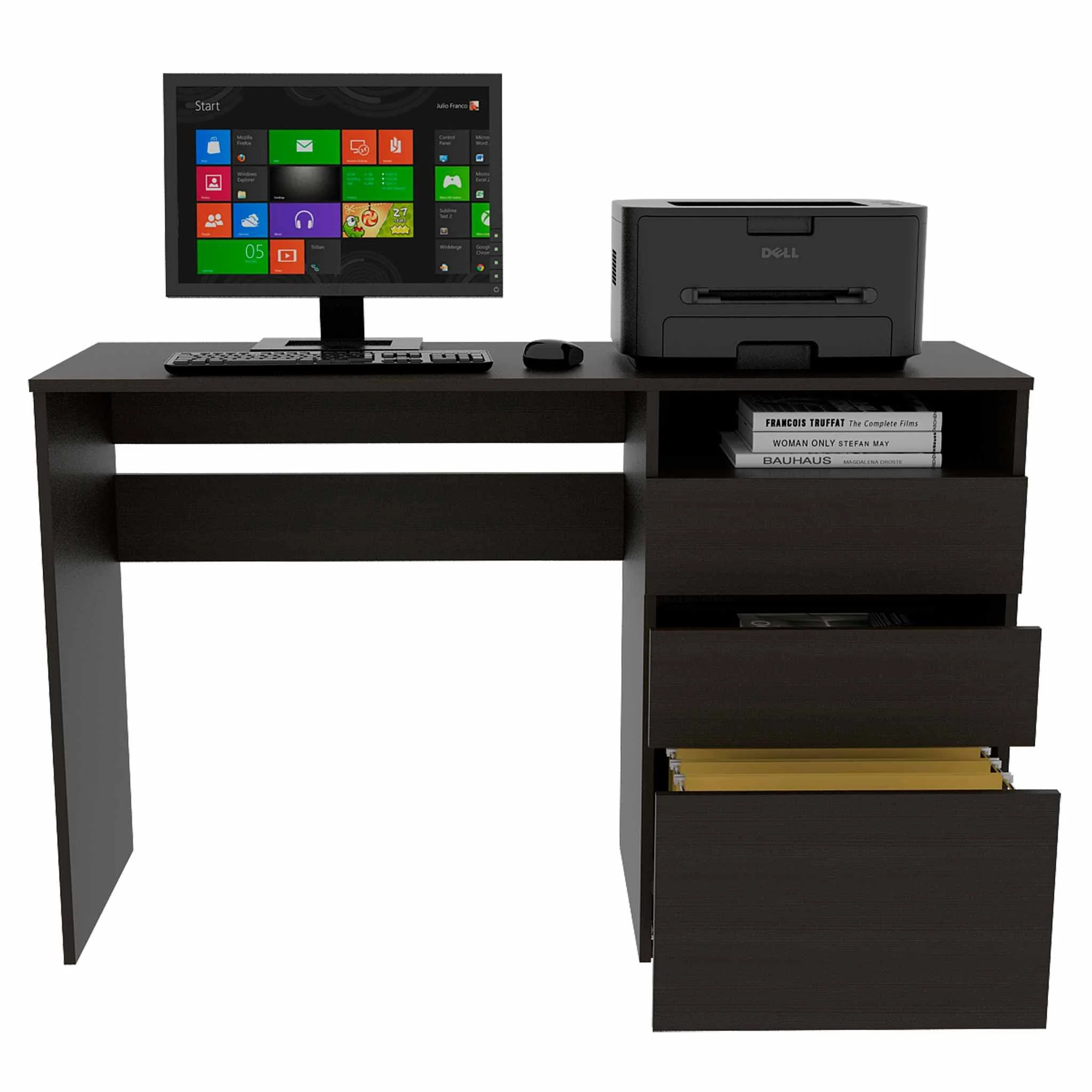 Echo Black Computer Desk with Three Drawers By Homeroots - 403805 - Image 5