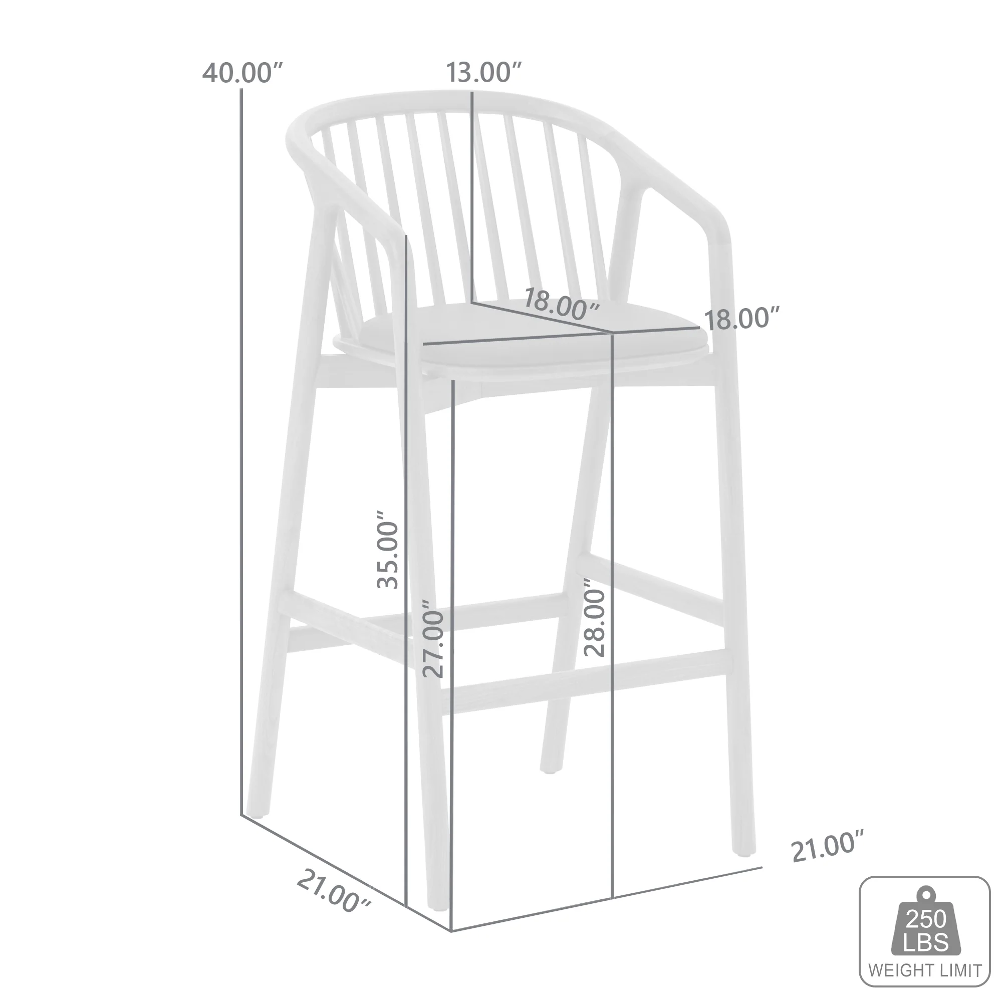 Echo Black Oak Wood and Faux Leather Bar Stool By Armen Living - Image 10