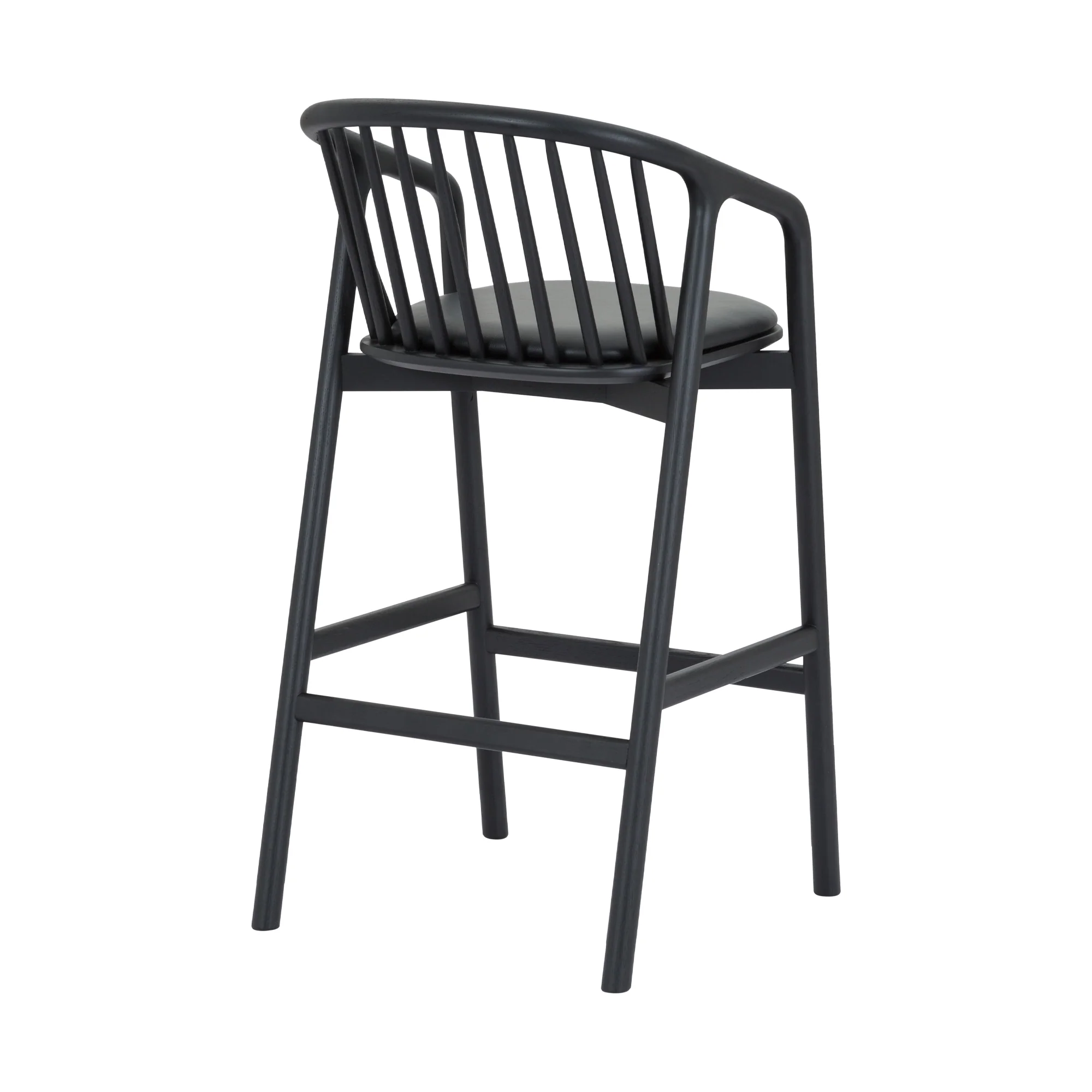 Echo Black Oak Wood and Faux Leather Bar Stool By Armen Living - Image 5