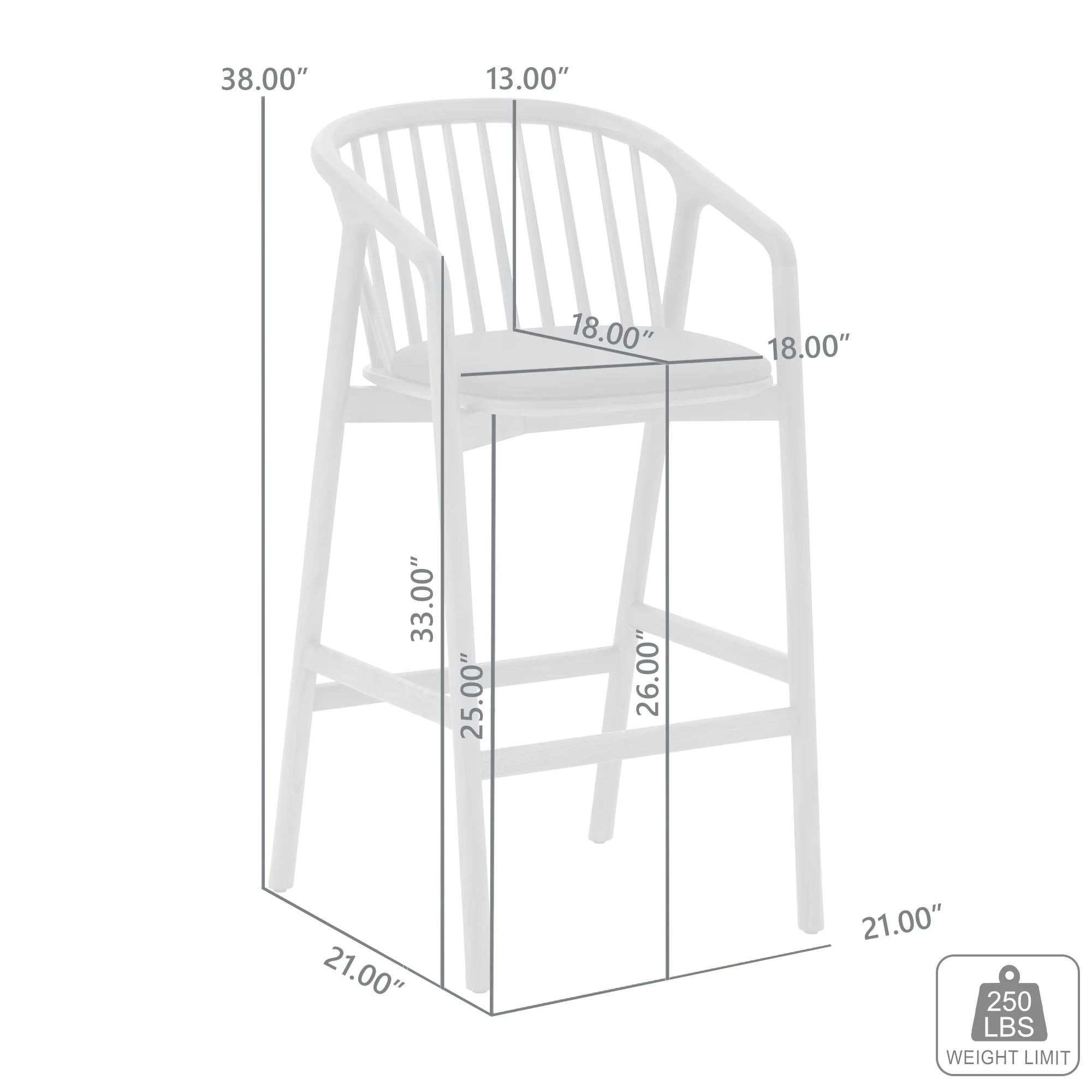 Echo Black Oak Wood and Faux Leather Counter Stool By Armen Living - Image 10