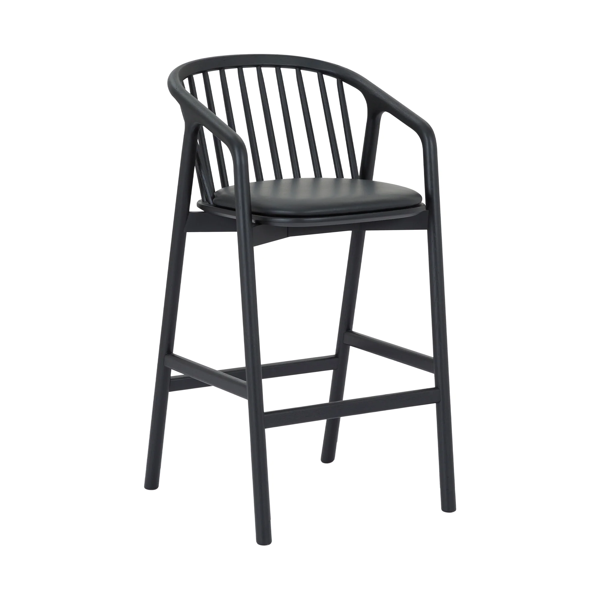 Echo Black Oak Wood and Faux Leather Counter Stool By Armen Living - Image 2