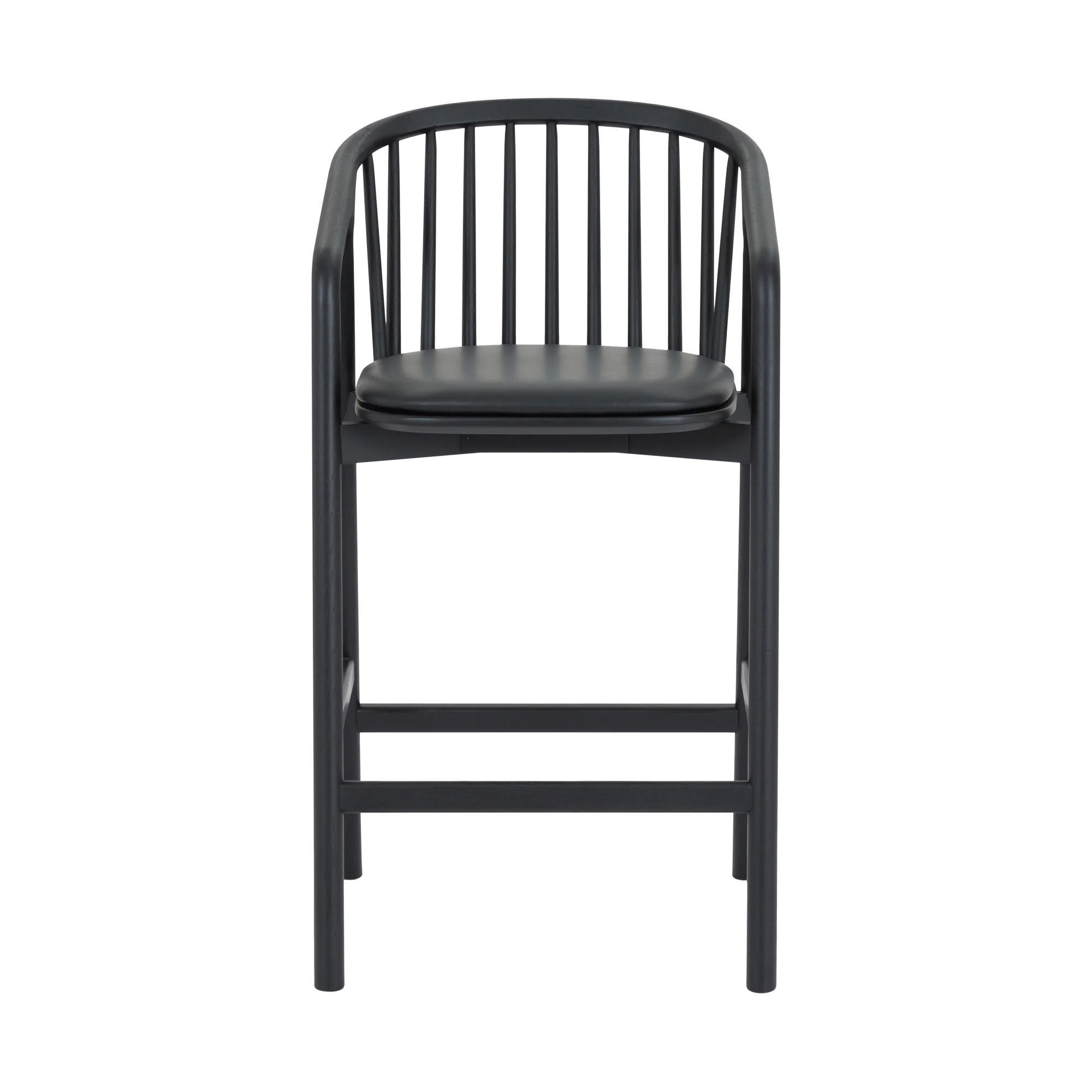 Echo Black Oak Wood and Faux Leather Counter Stool By Armen Living - Image 3