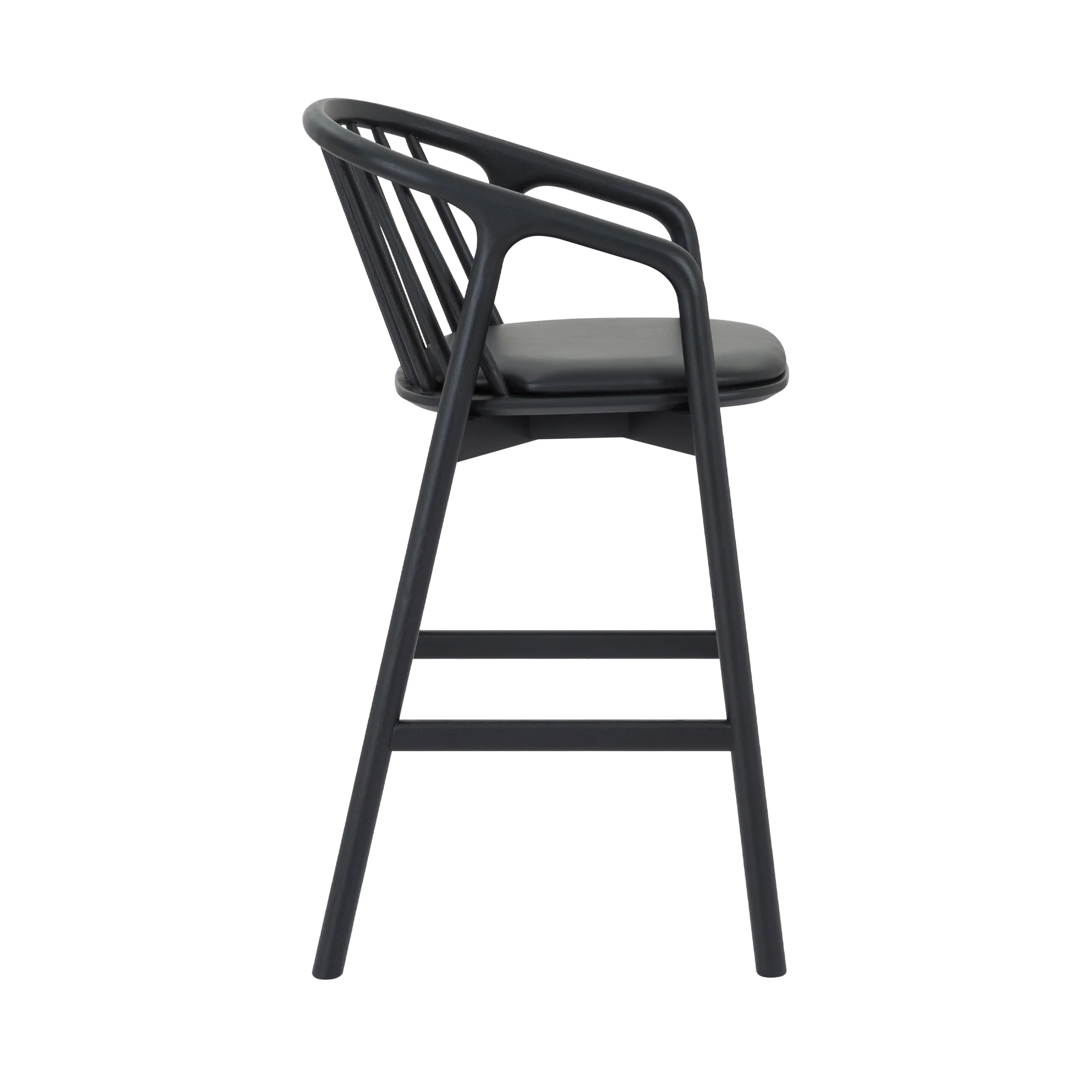 Echo Black Oak Wood and Faux Leather Counter Stool By Armen Living - Image 4