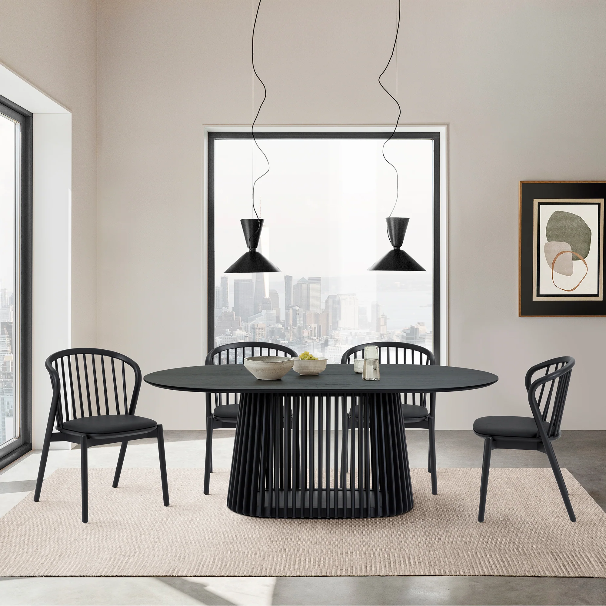 Echo Black Oak Wood and Faux Leather Dining Chairs - Set of 2 By Armen Living - Image 2