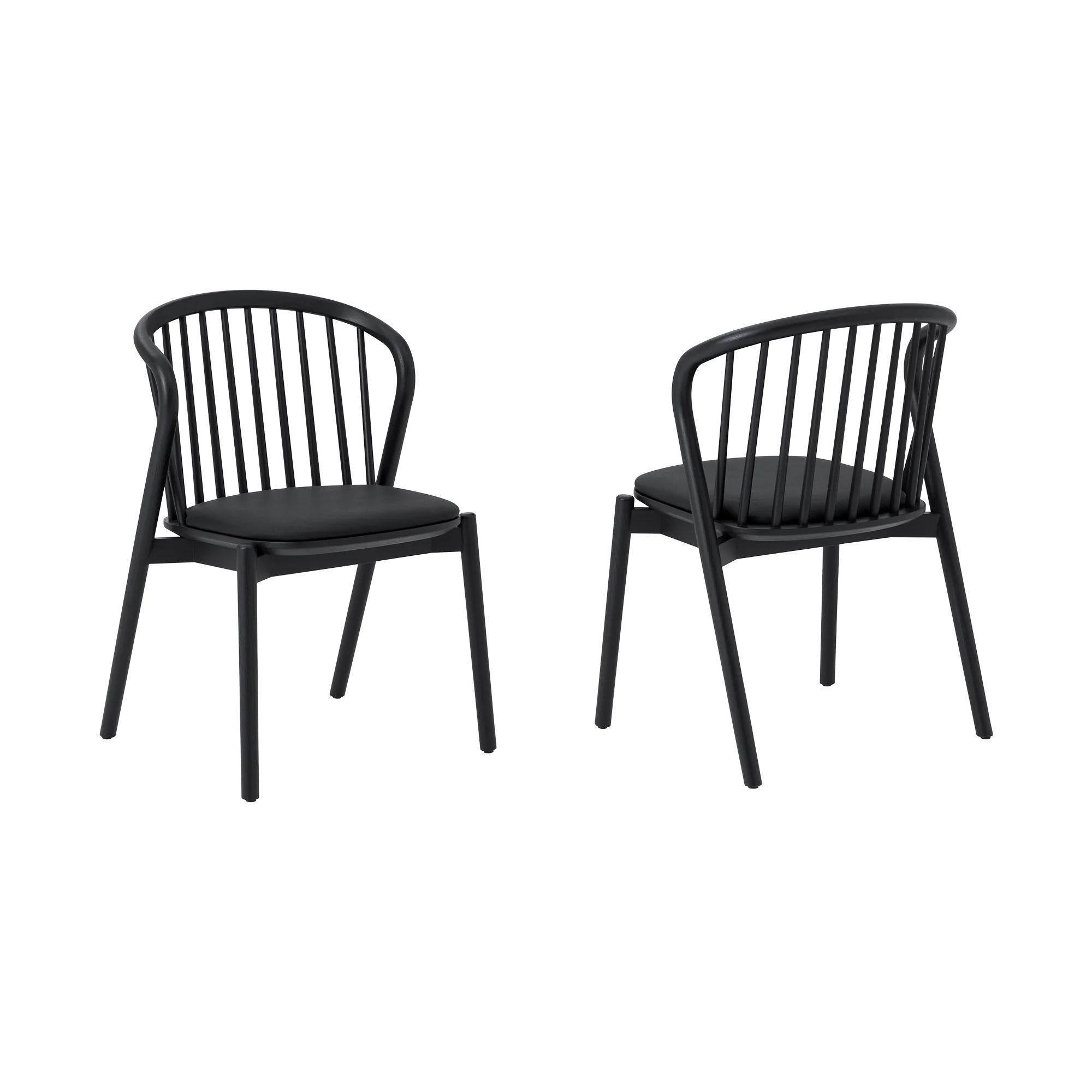 Echo Black Oak Wood and Faux Leather Dining Chairs - Set of 2 By Armen Living - Image 3