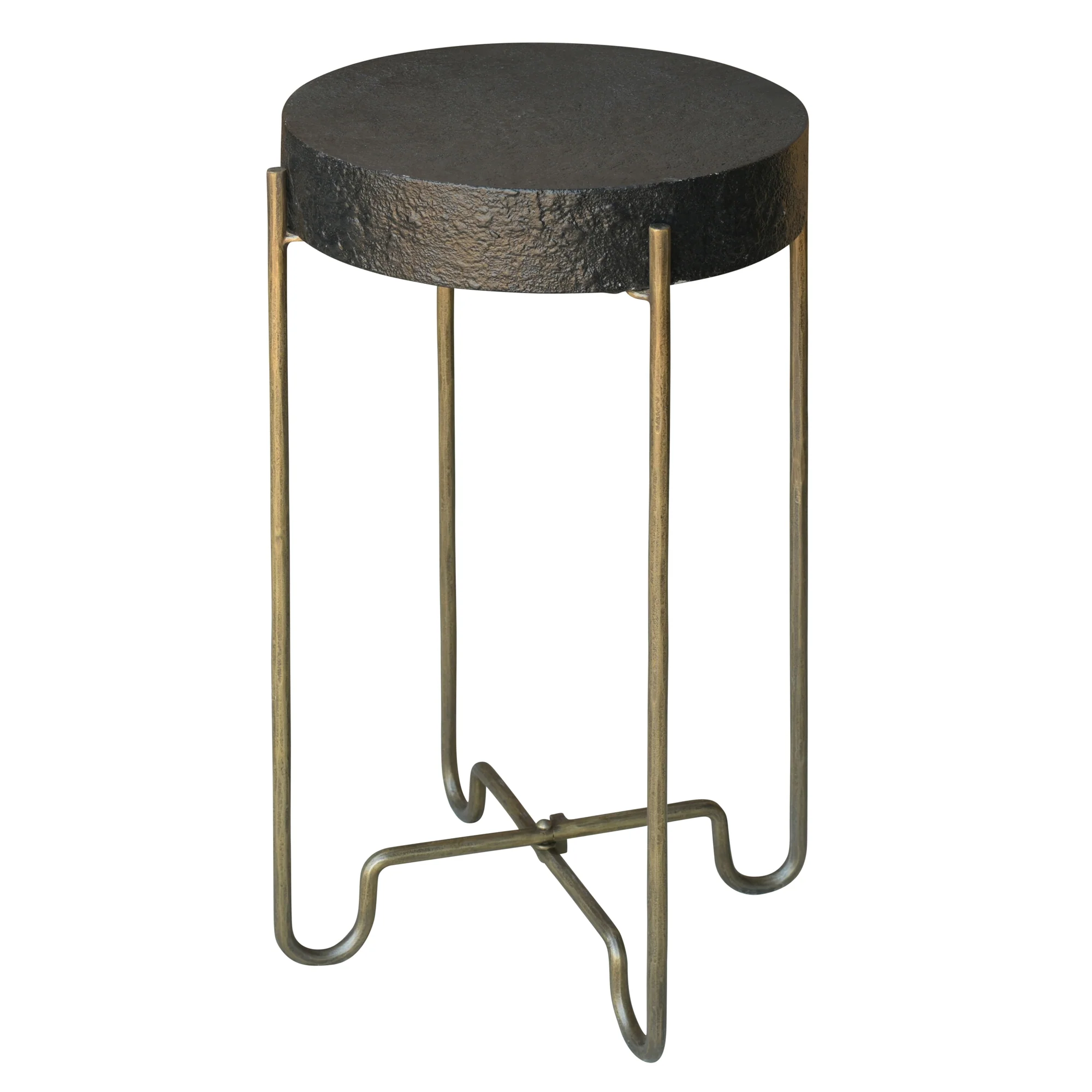 Echo Side Table, Brass & Black Stucco By HomArt - Image 2