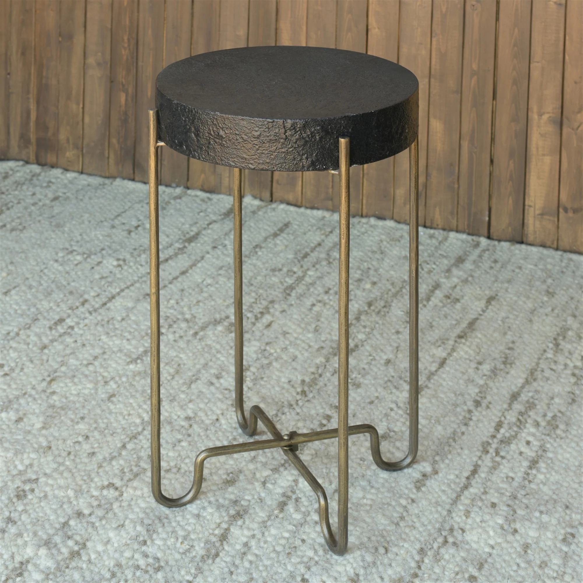 Echo Side Table, Brass & Black Stucco By HomArt - Image 3