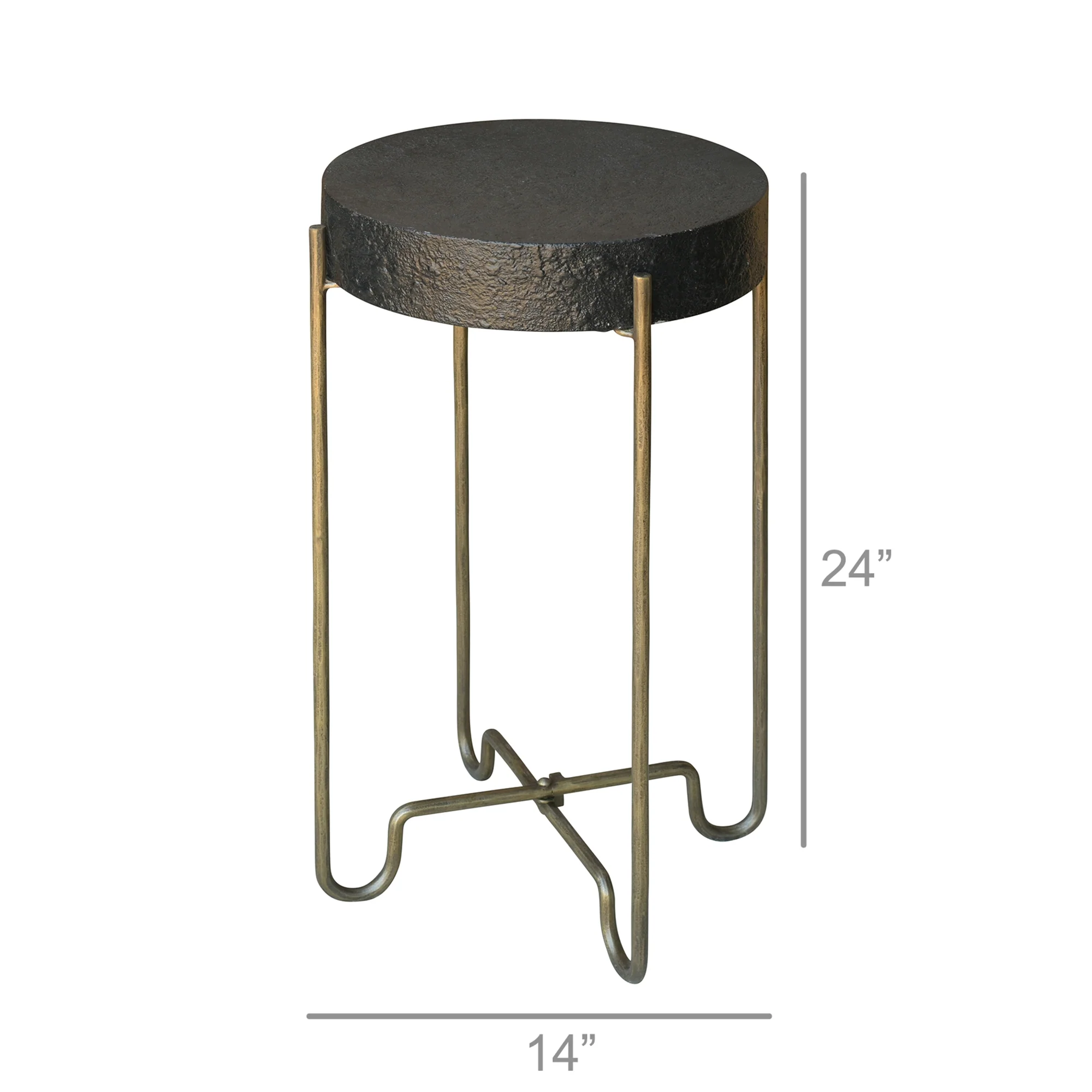 Echo Side Table, Brass & Black Stucco By HomArt - Image 4