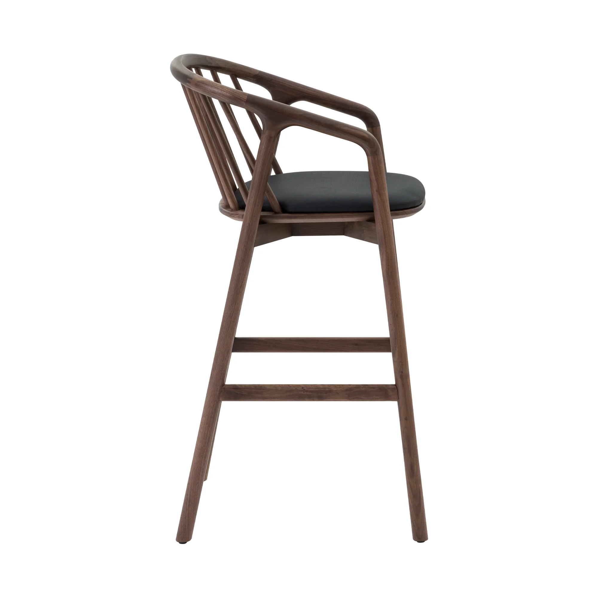 Echo Walnut Wood and Black Faux Leather Bar Stool By Armen Living - Image 4