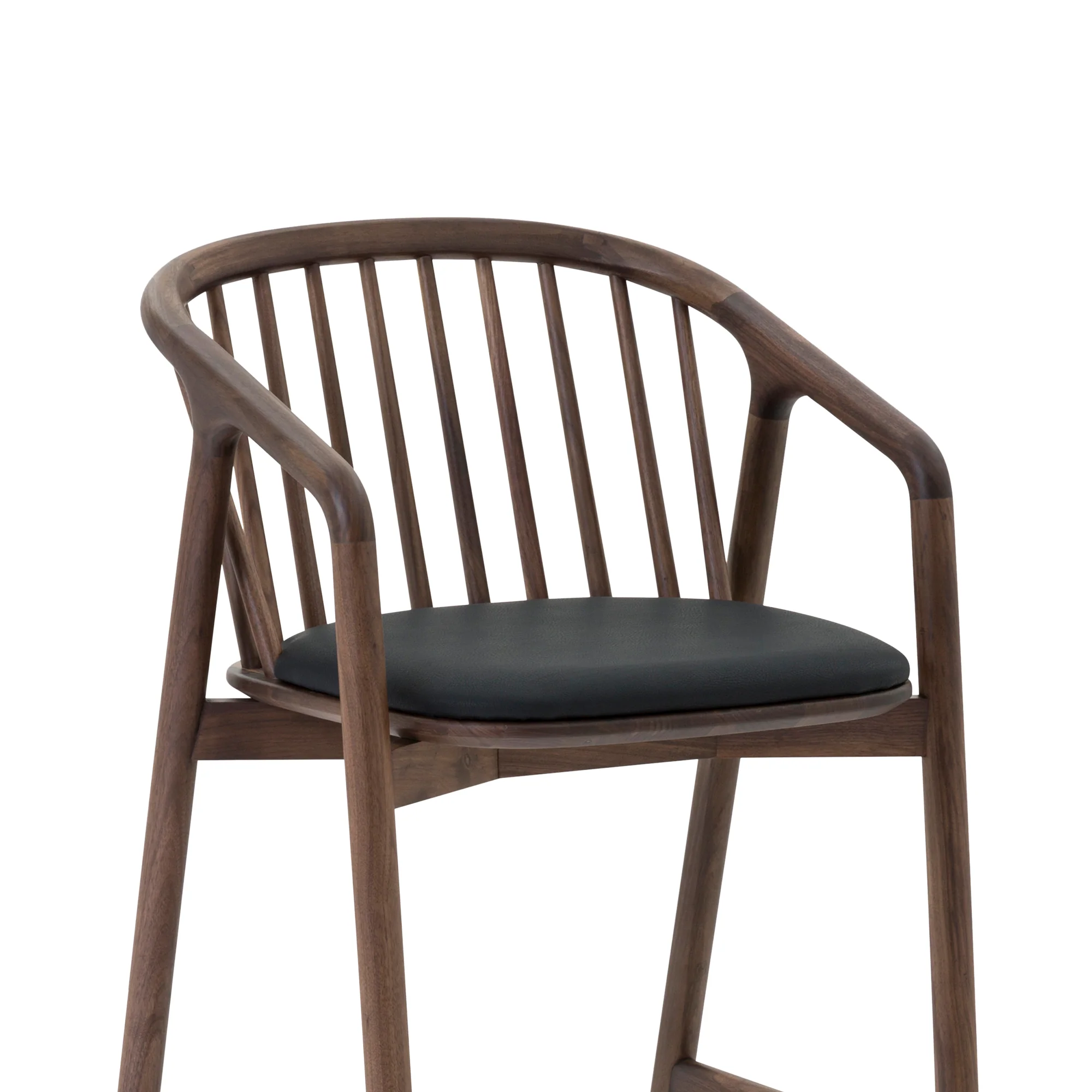 Echo Walnut Wood and Black Faux Leather Bar Stool By Armen Living - Image 6