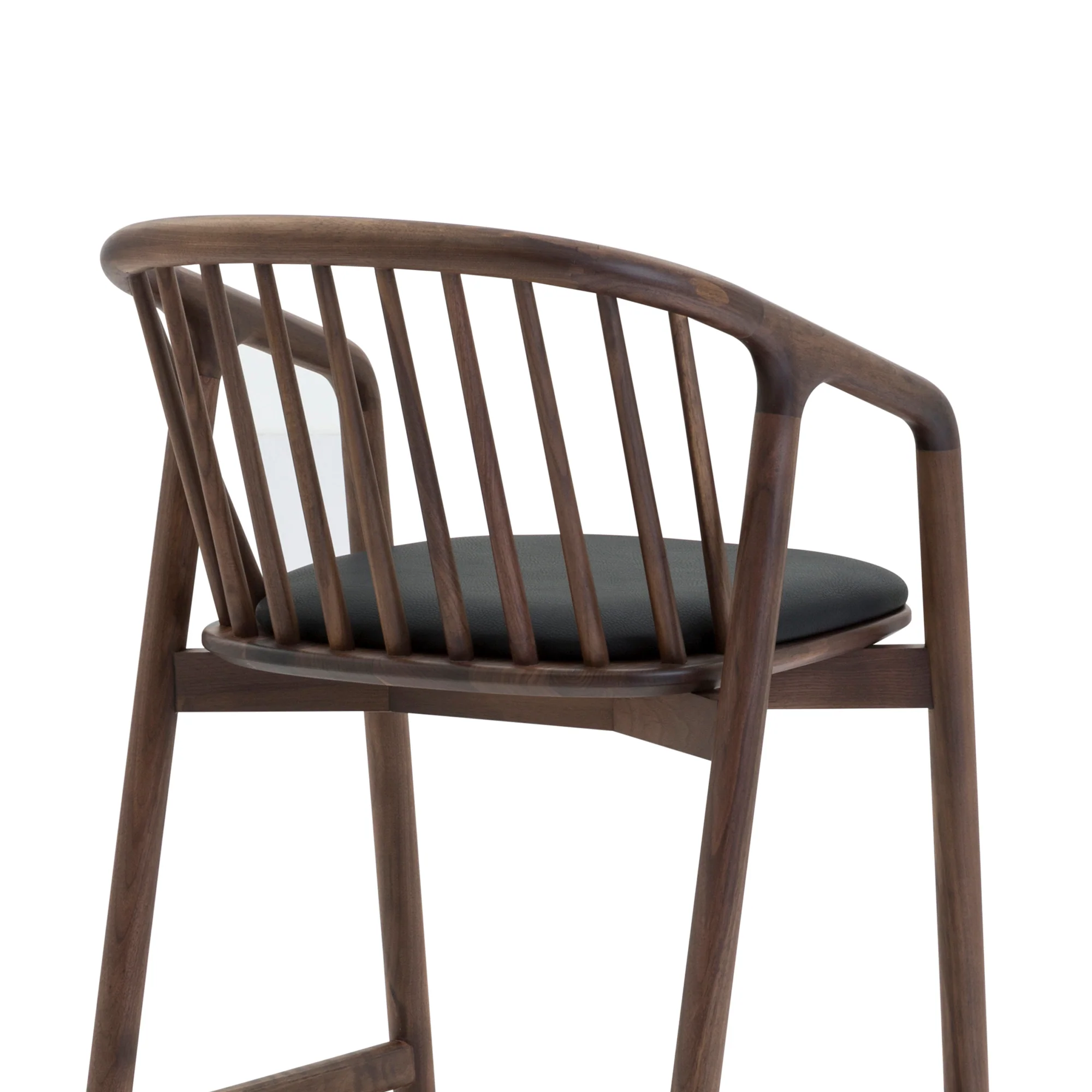 Echo Walnut Wood and Black Faux Leather Bar Stool By Armen Living - Image 7