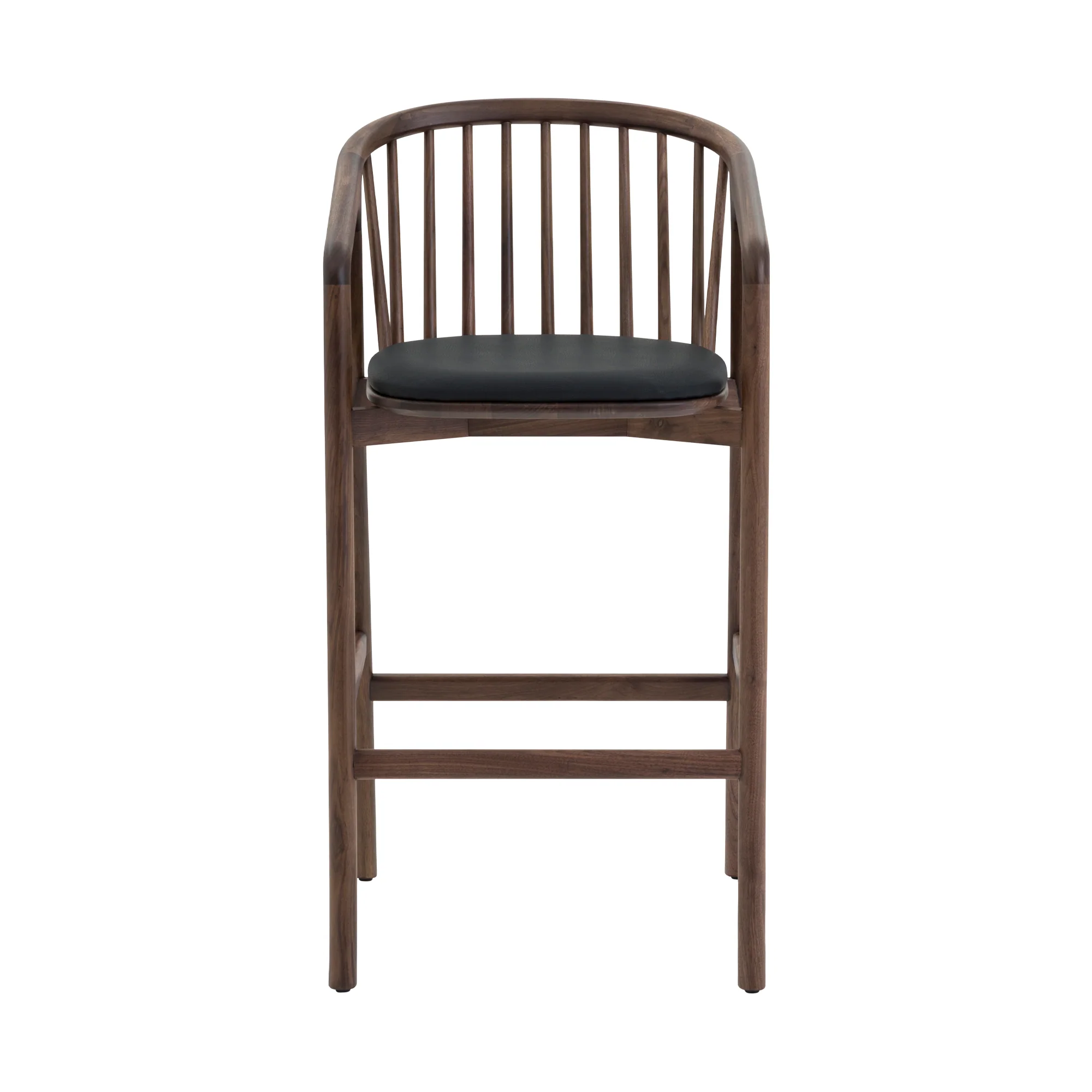 Echo Walnut Wood and Black Faux Leather Counter Stool By Armen Living - Image 3