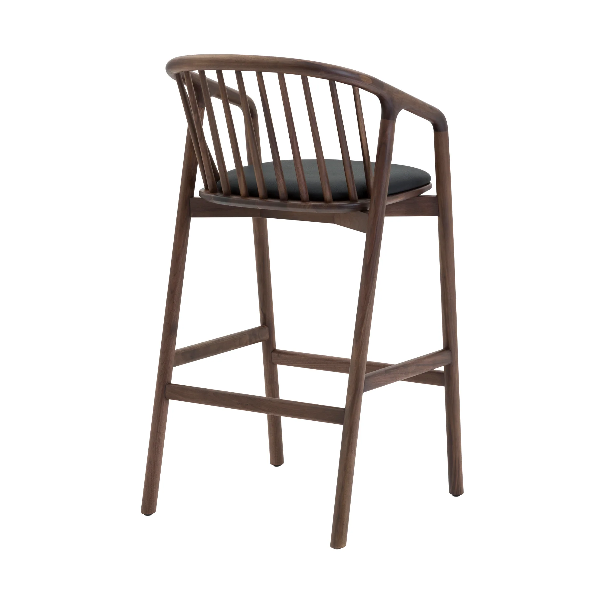 Echo Walnut Wood and Black Faux Leather Counter Stool By Armen Living - Image 5