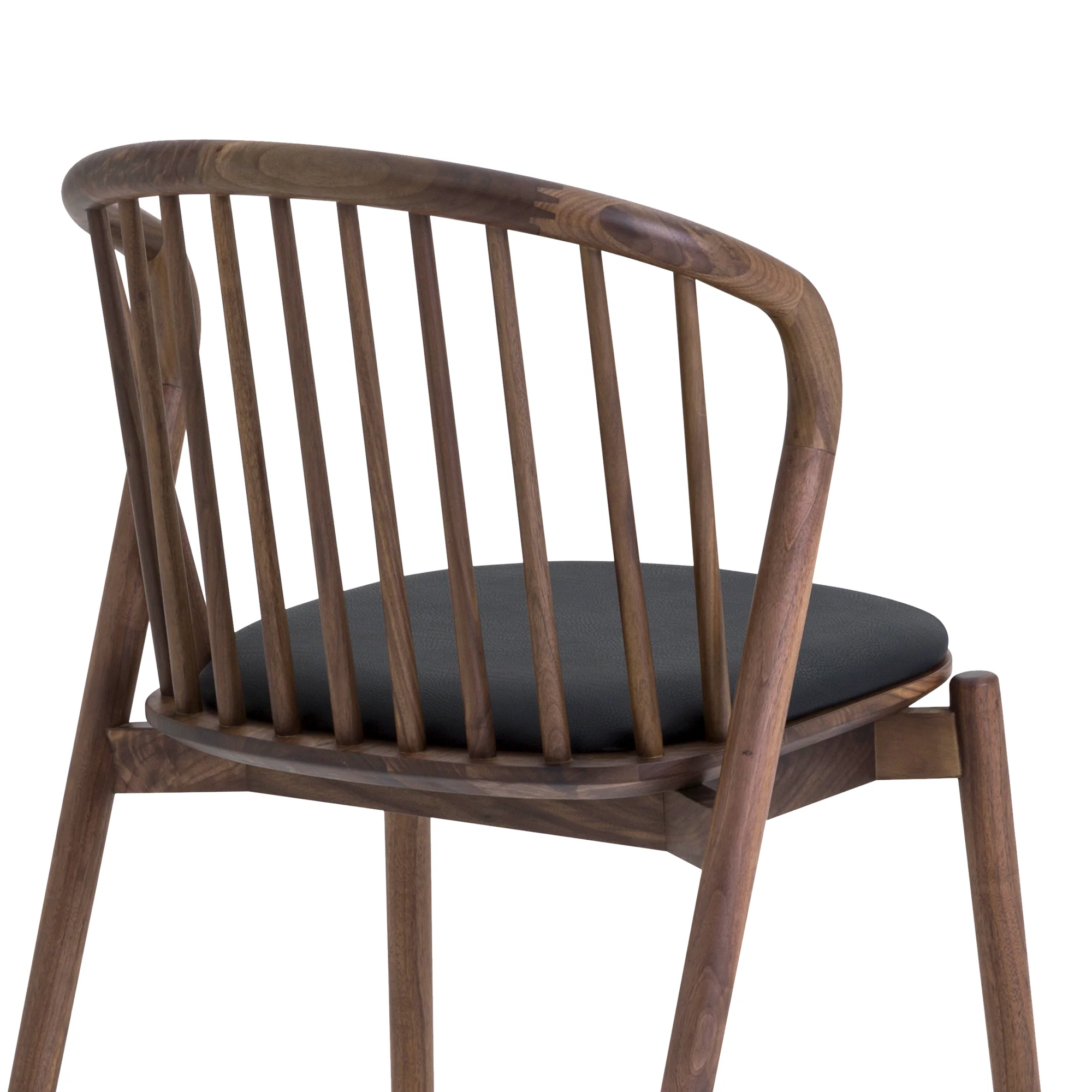 Echo Walnut Wood and Black Faux Leather Dining Chairs - Set of 2 By Armen Living - Image 12