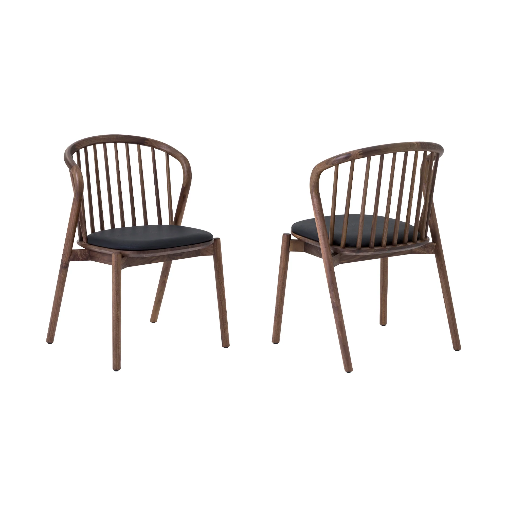 Echo Walnut Wood and Black Faux Leather Dining Chairs - Set of 2 By Armen Living - Image 3