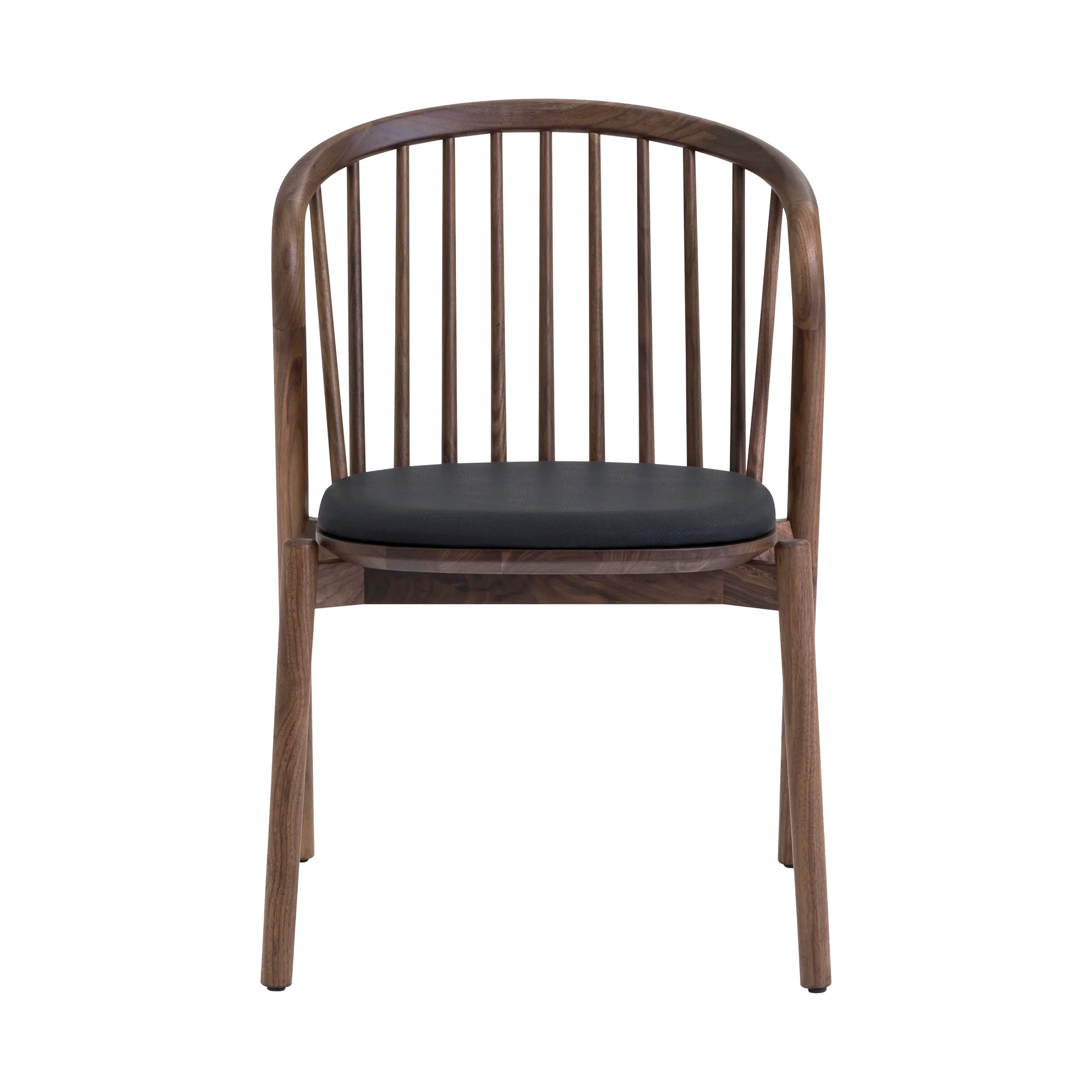 Echo Walnut Wood and Black Faux Leather Dining Chairs - Set of 2 By Armen Living - Image 5