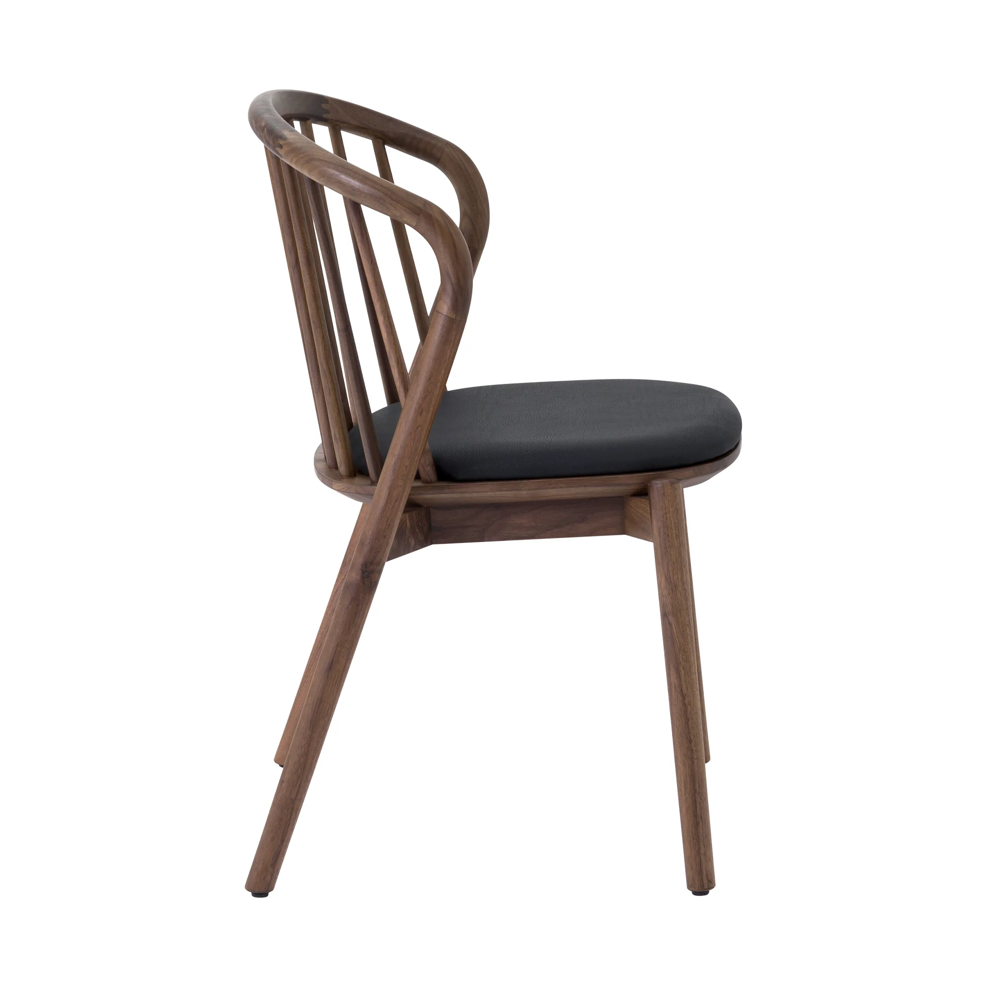 Echo Walnut Wood and Black Faux Leather Dining Chairs - Set of 2 By Armen Living - Image 6