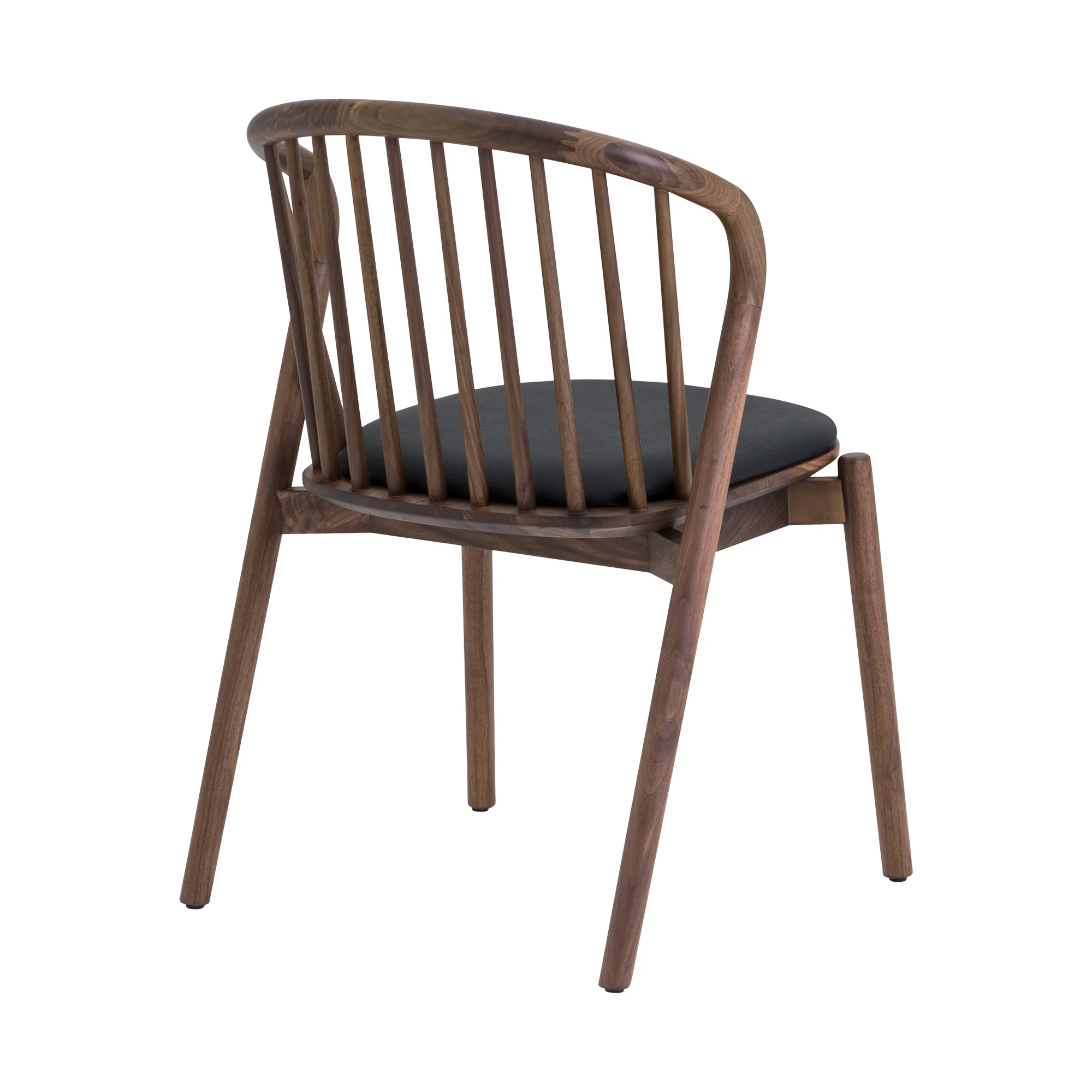 Echo Walnut Wood and Black Faux Leather Dining Chairs - Set of 2 By Armen Living - Image 7
