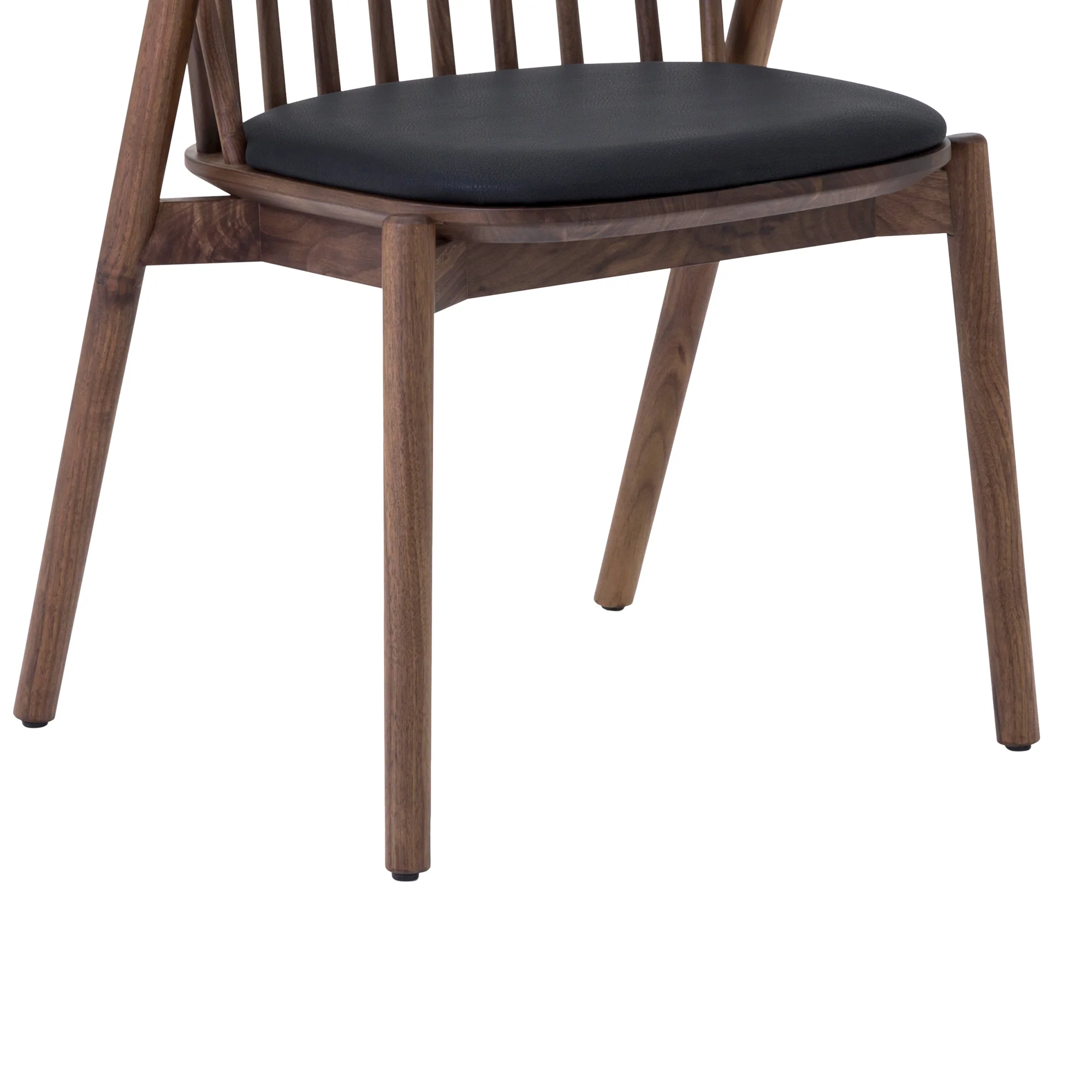 Echo Walnut Wood and Black Faux Leather Dining Chairs - Set of 2 By Armen Living - Image 9