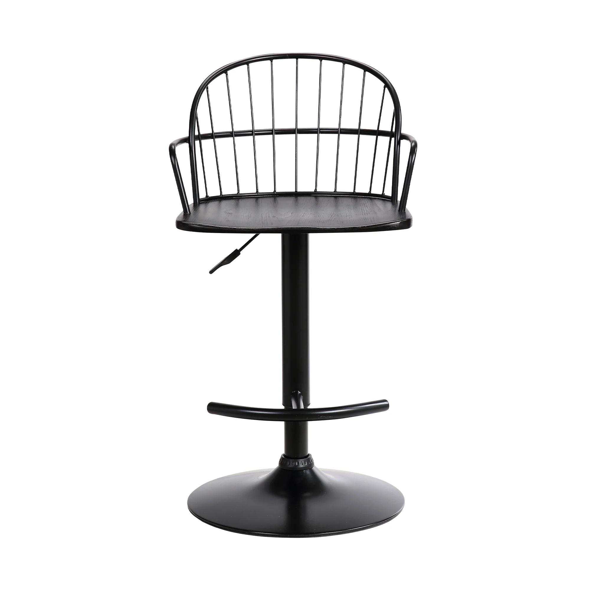 Edward Adjustable Black Wood and Metal Barstool  By Armen Living - Image 2