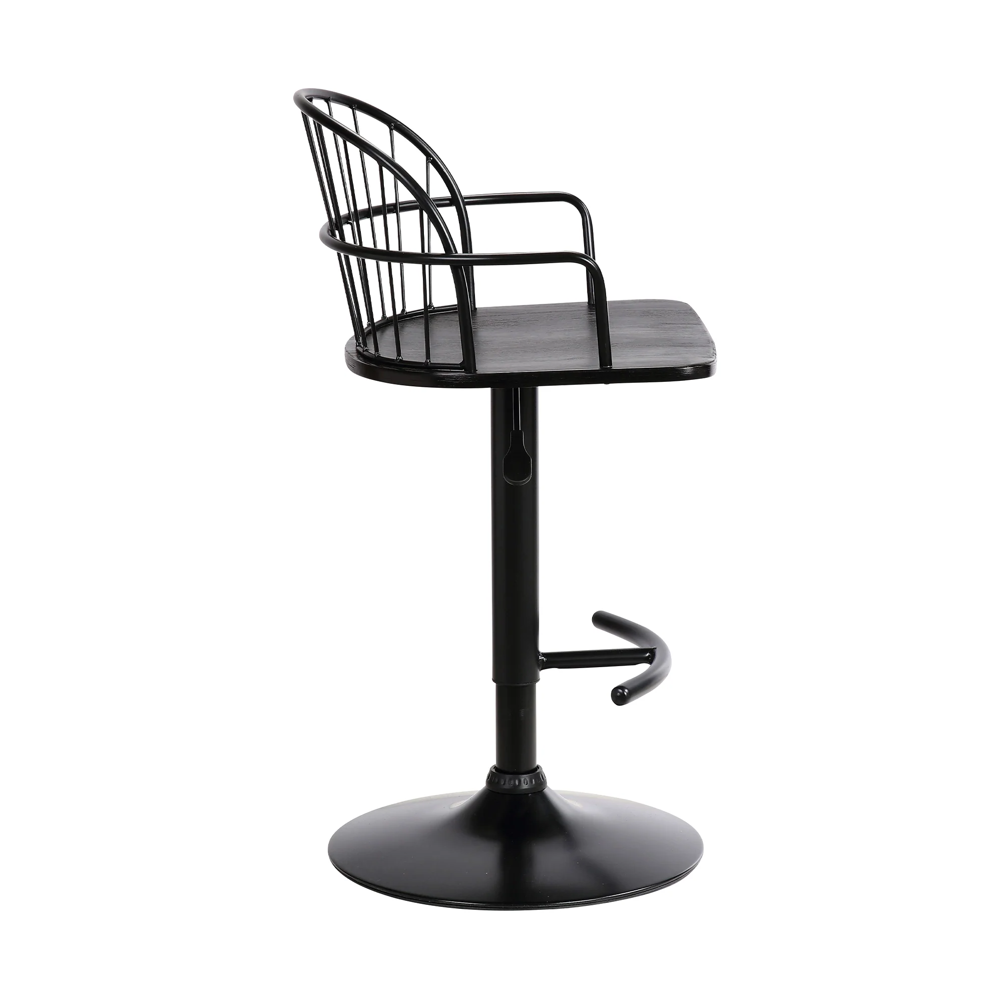 Edward Adjustable Black Wood and Metal Barstool  By Armen Living - Image 3