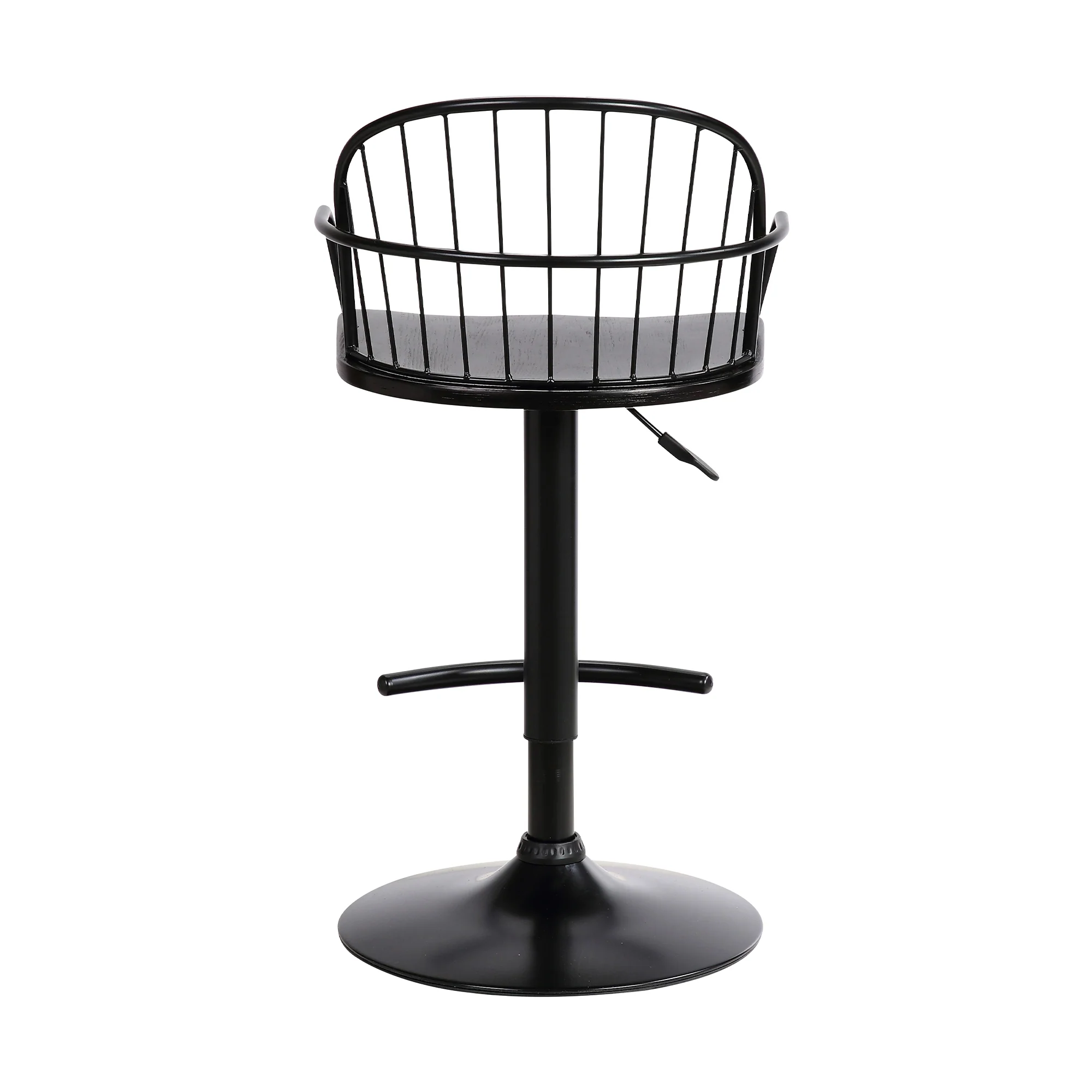 Edward Adjustable Black Wood and Metal Barstool  By Armen Living - Image 5